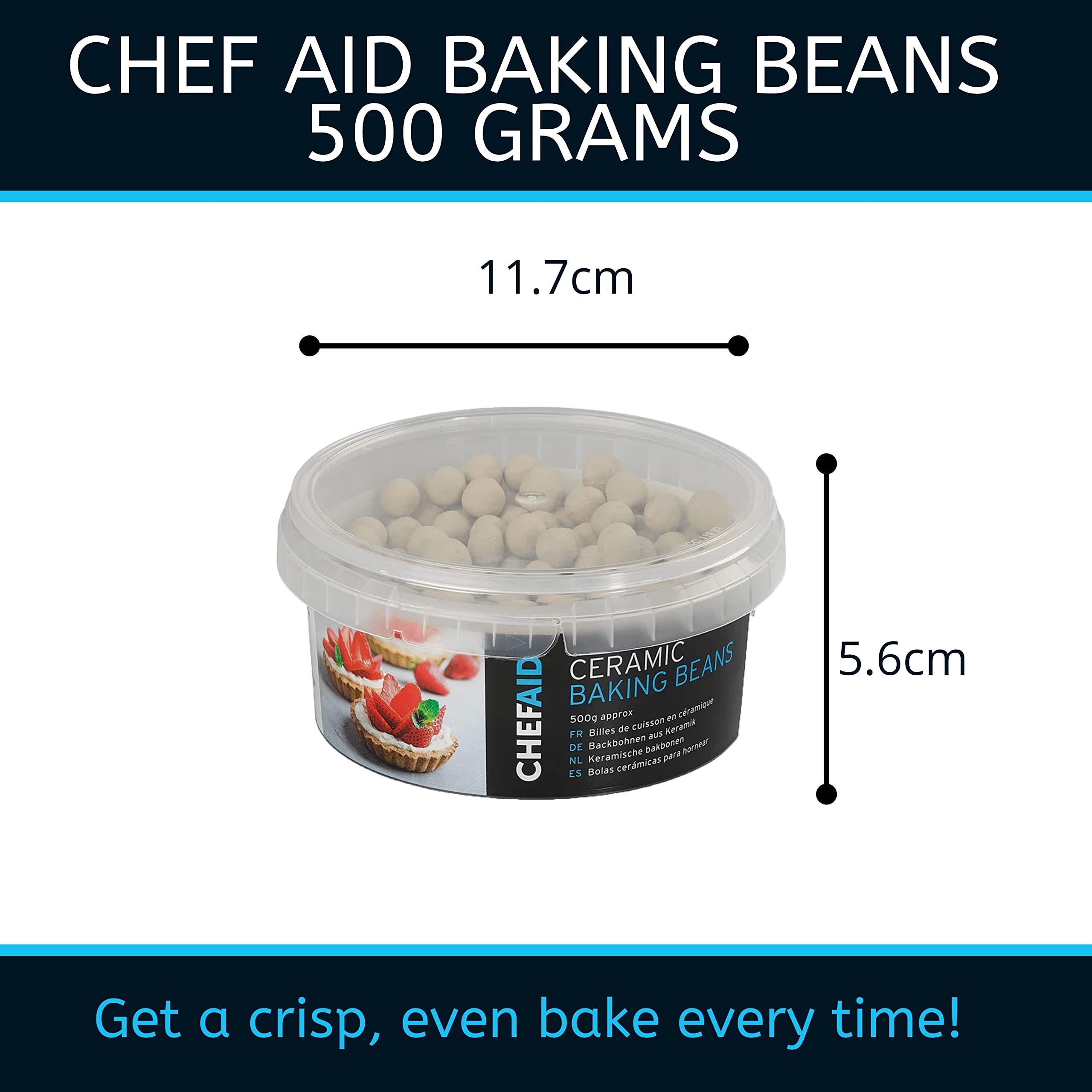 Chef Aid Ceramic Baking Beans - Prevents Pastry Shrinkage | 500g Pack | Food Safe 2