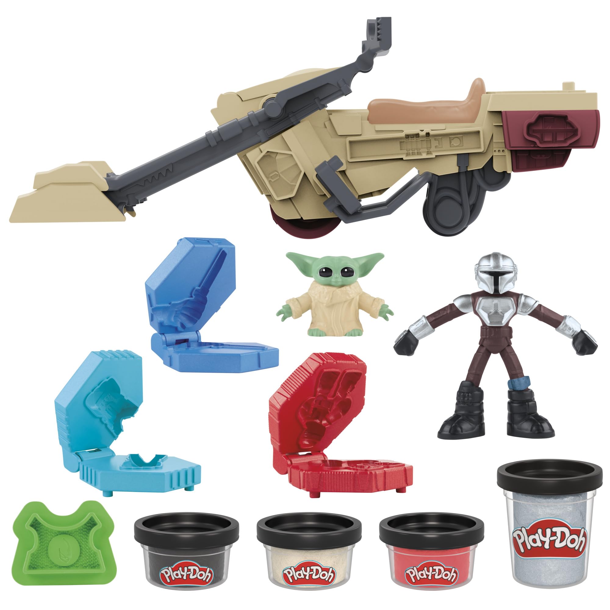 Play-Doh Star Wars: The Mandalorian Launching Speeder Playset | Ages 4+ | Includes 4 Cans 1