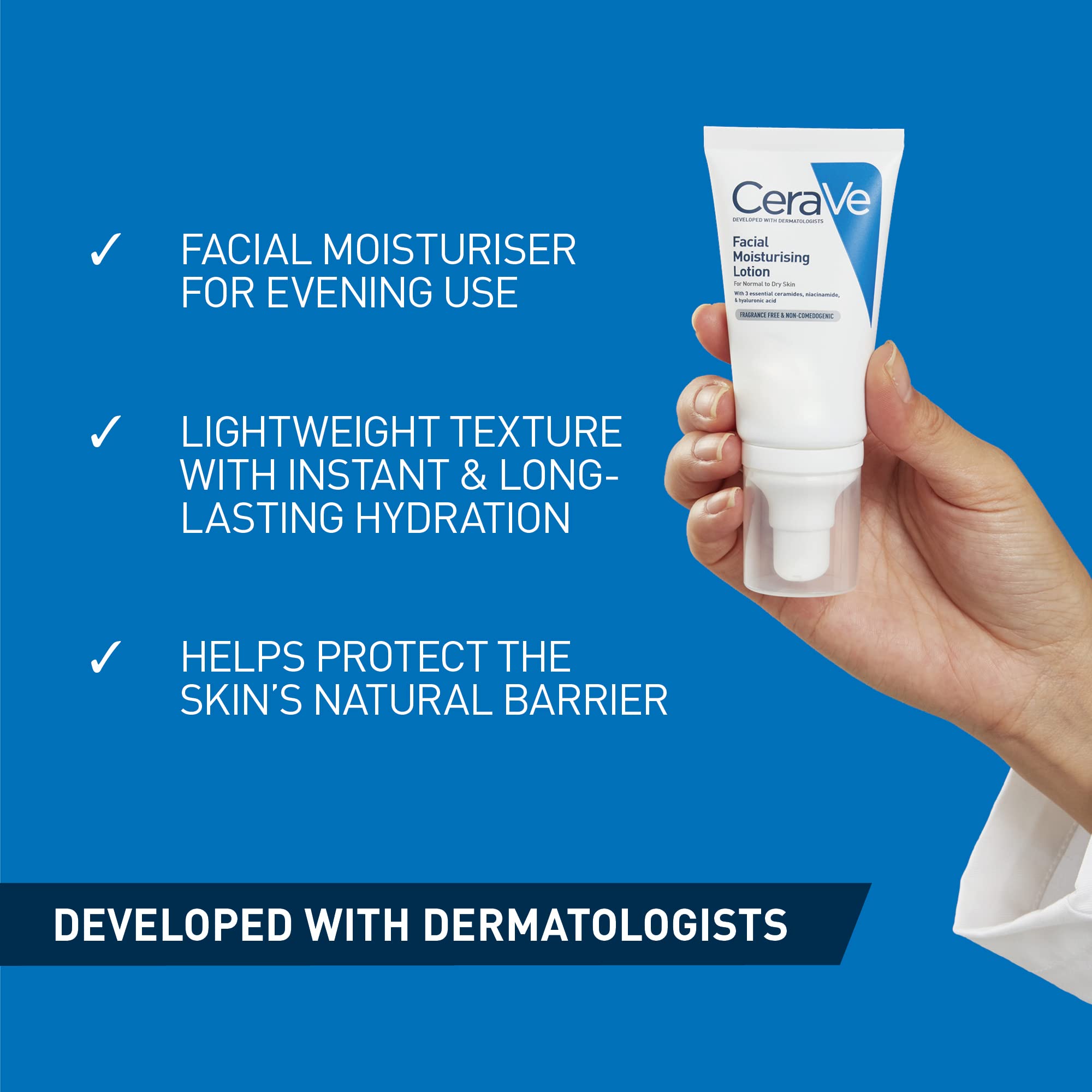 CeraVe PM Daily Facial Moisturiser Lotion for Normal to Dry Skin (2 x 52ml) 5