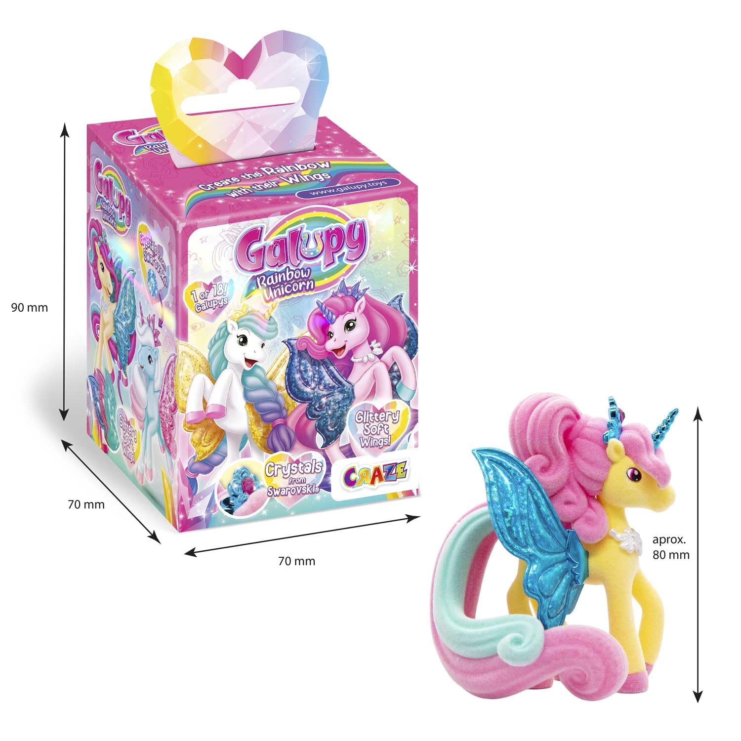 Galupy Rainbow Unicorn Toy Set - 3 Pack Collectable Figures with Swarovski Crystals 7