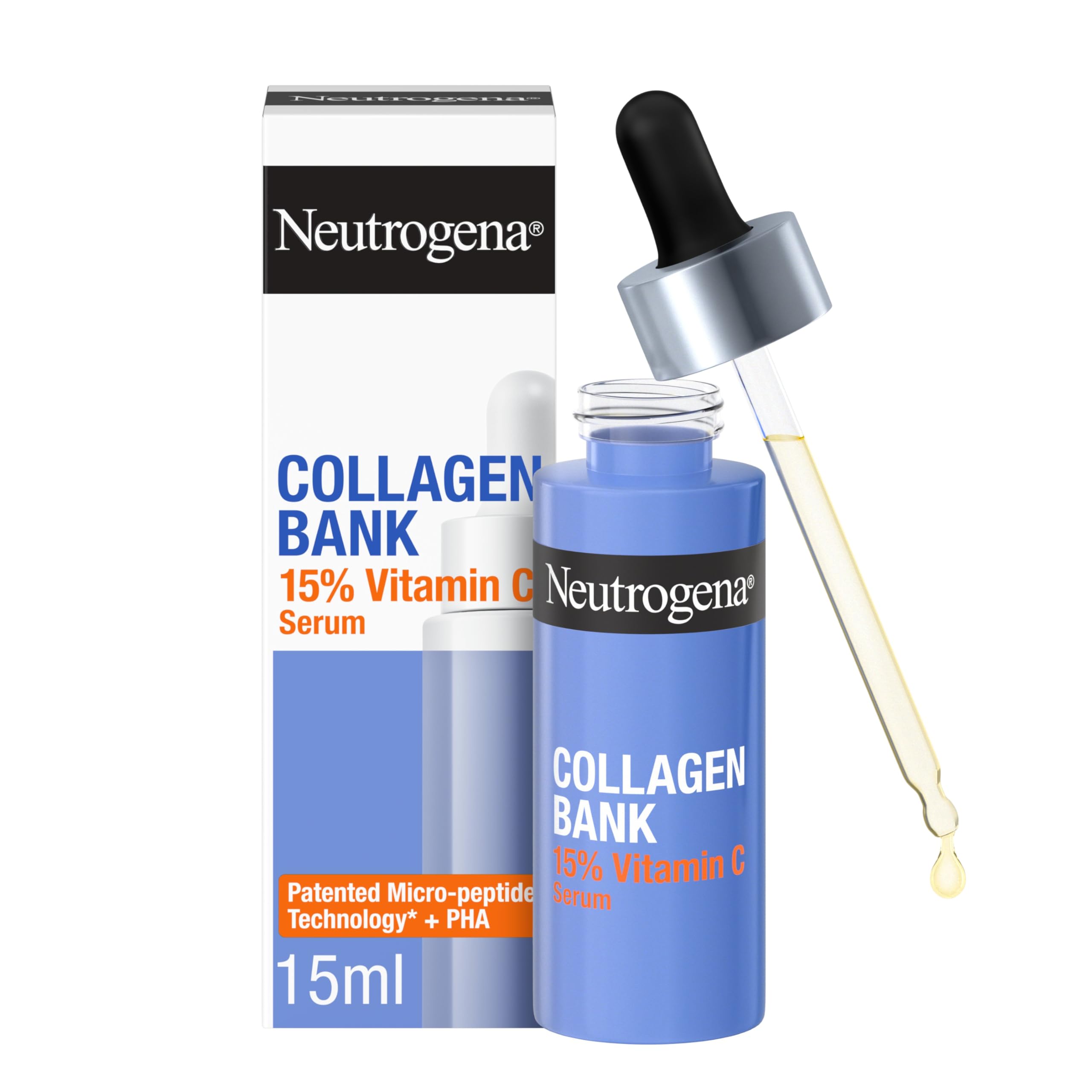 Neutrogena Collagen Bank Vitamin C Serum - 15% Pure Vitamin C, 15ml | Dermatologist Developed 1