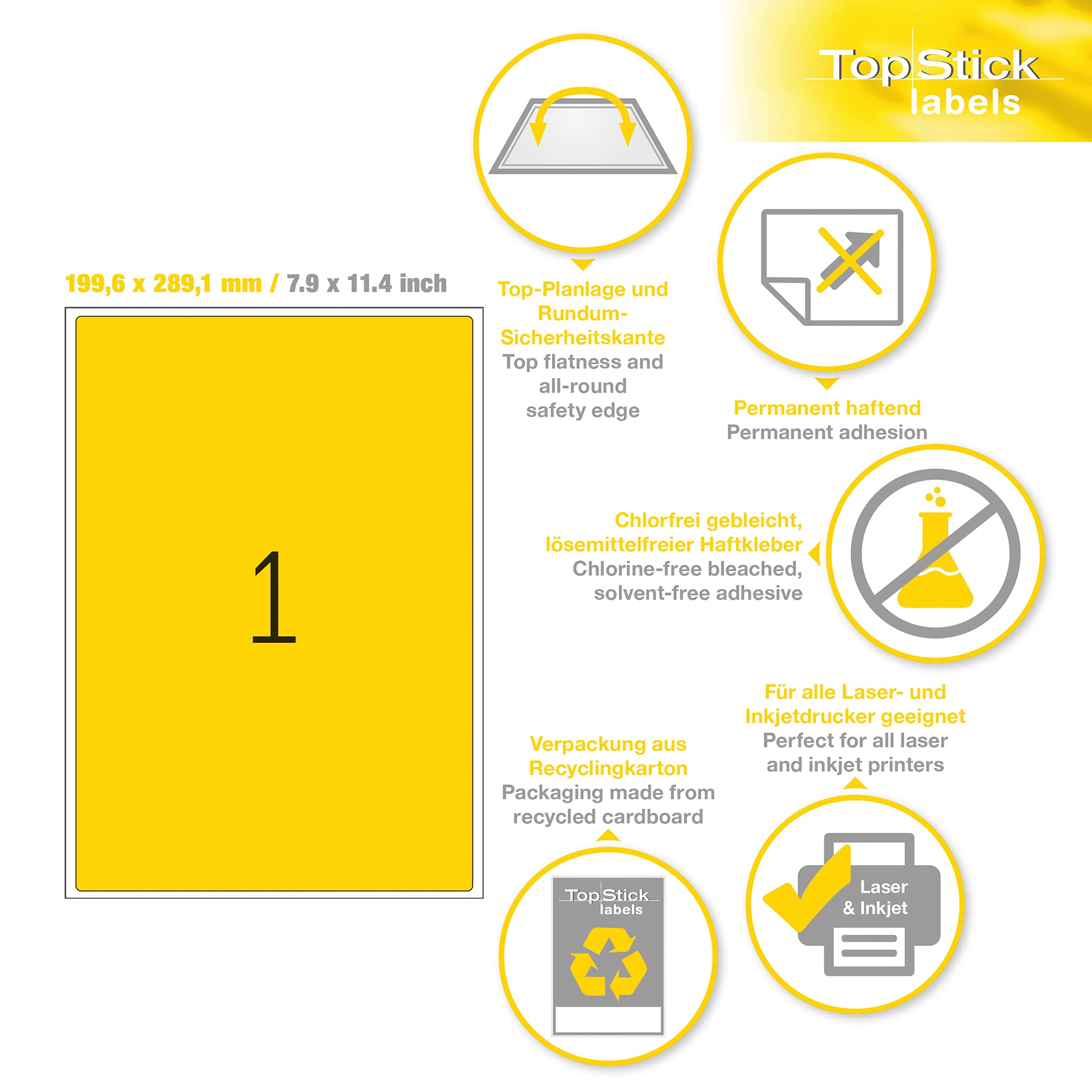 TopStick 8772 Parcel Shipping Paper Labels - 1 Label per A4 Sheet | 199.6 x 289.1 mm | 100 Sheets 6