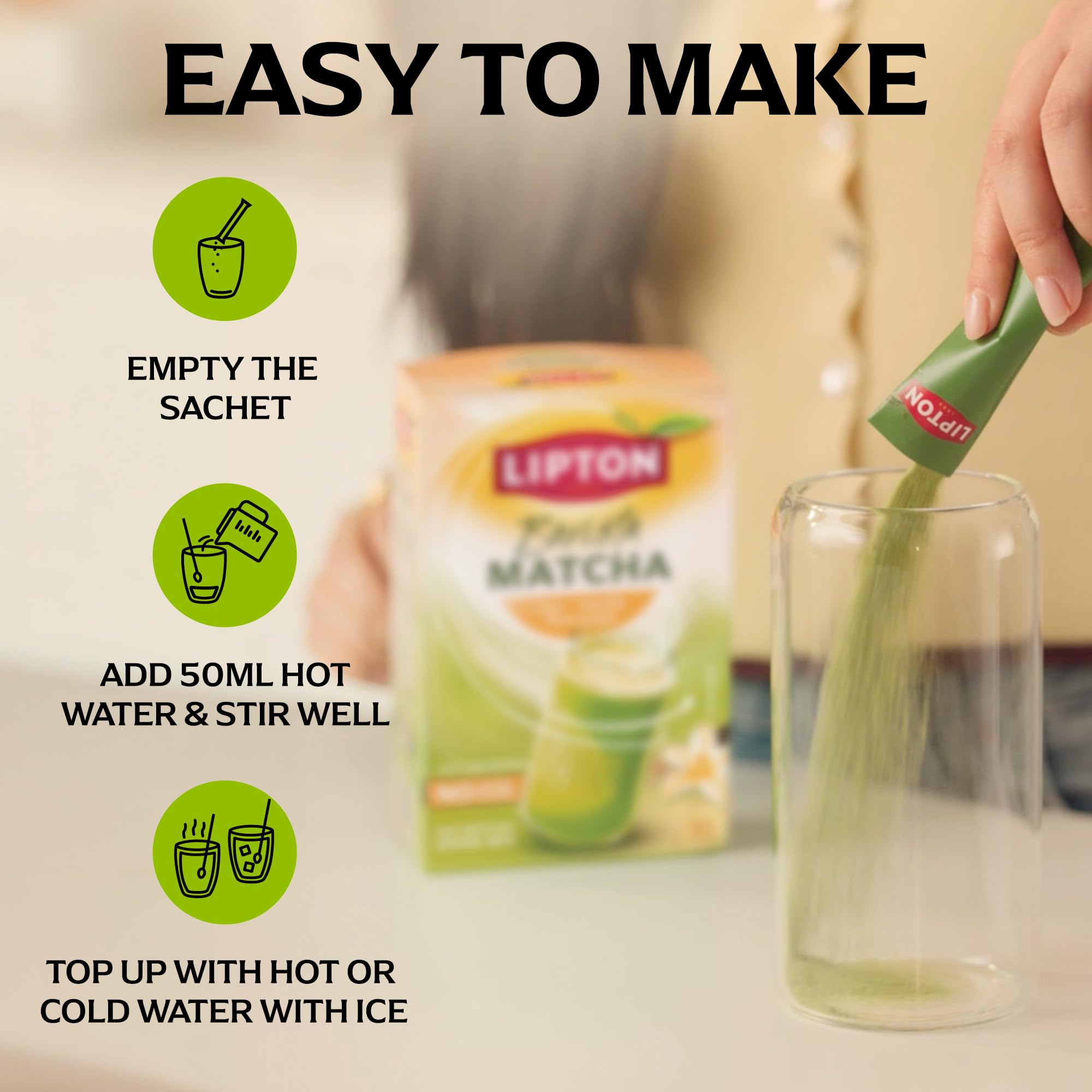 Lipton Barista Matcha Vanilla Oat Latte Instant Drink Mix, 10 Sticks, Hot or Iced 3