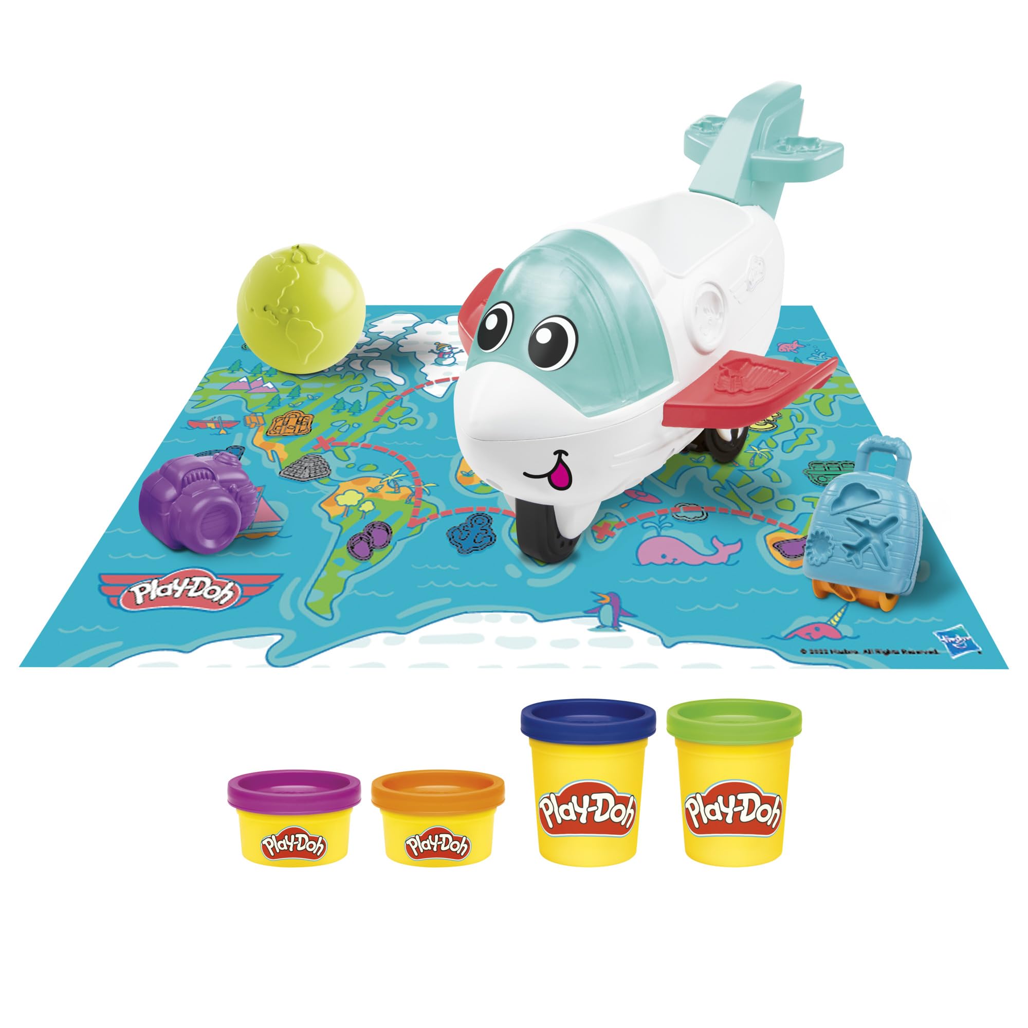 Play-Doh Airplane Explorer Starter Set - Travel Playset with Jet Toy, Map Playmat & 4 Tubs | Ages 3+ 1