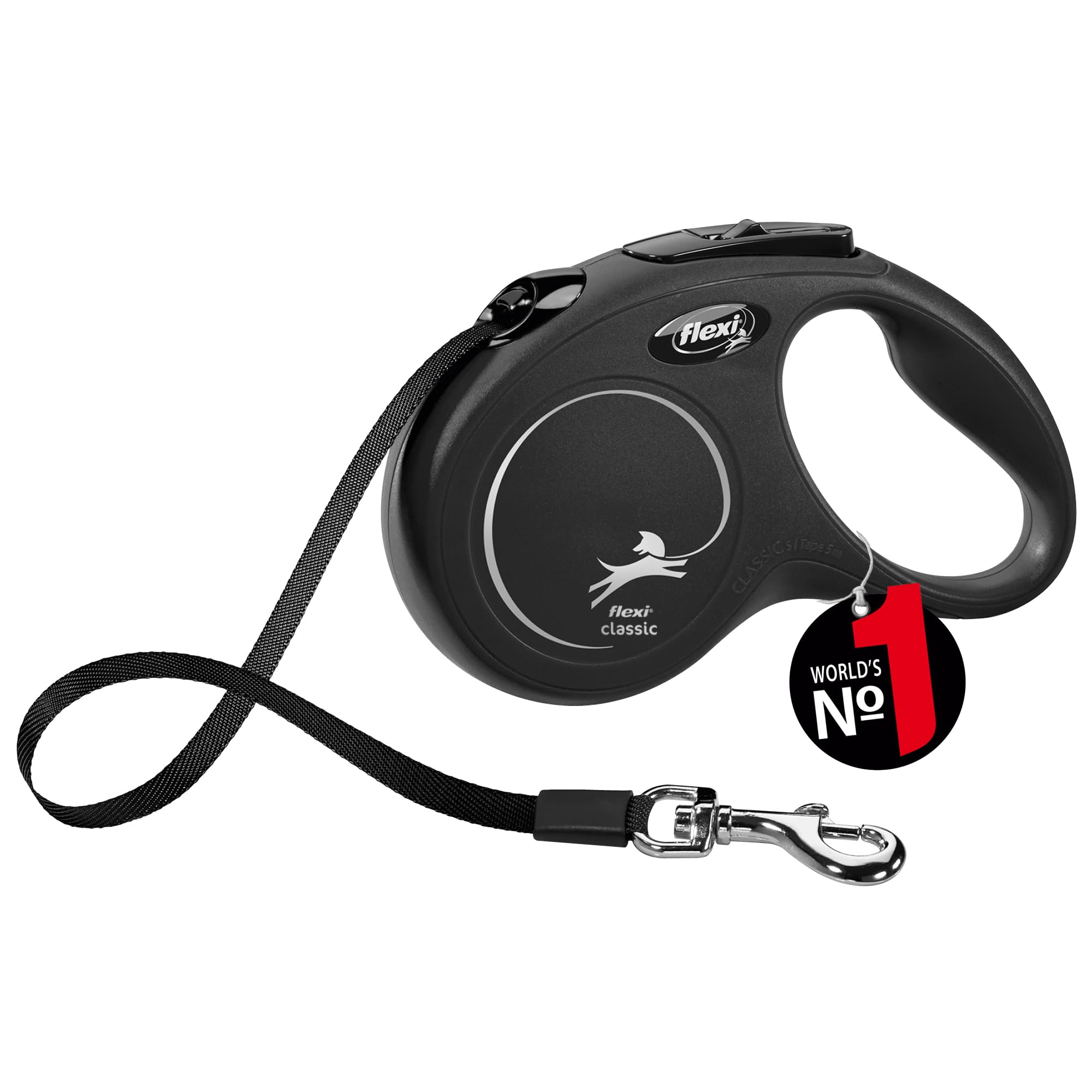 flexi New Classic Retractable Lead Tape, Black, Small, 5m, up to 15kg 1
