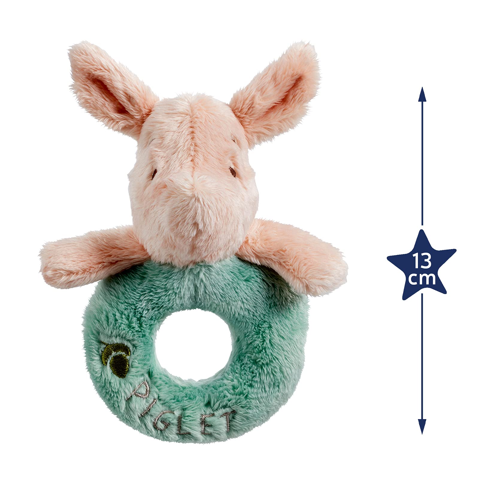 Rainbow Designs Official Disney Winnie The Pooh Piglet Soft Ring Rattle for Newborns | Plush | Pink 3