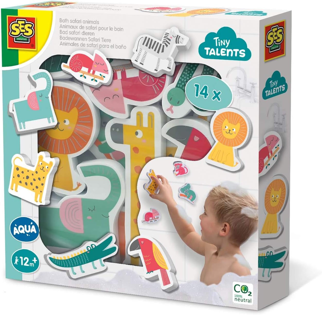 SES Creative Bath Safari Animals 13097 - 14 Soft Foam Bath Toys for Toddlers 1
