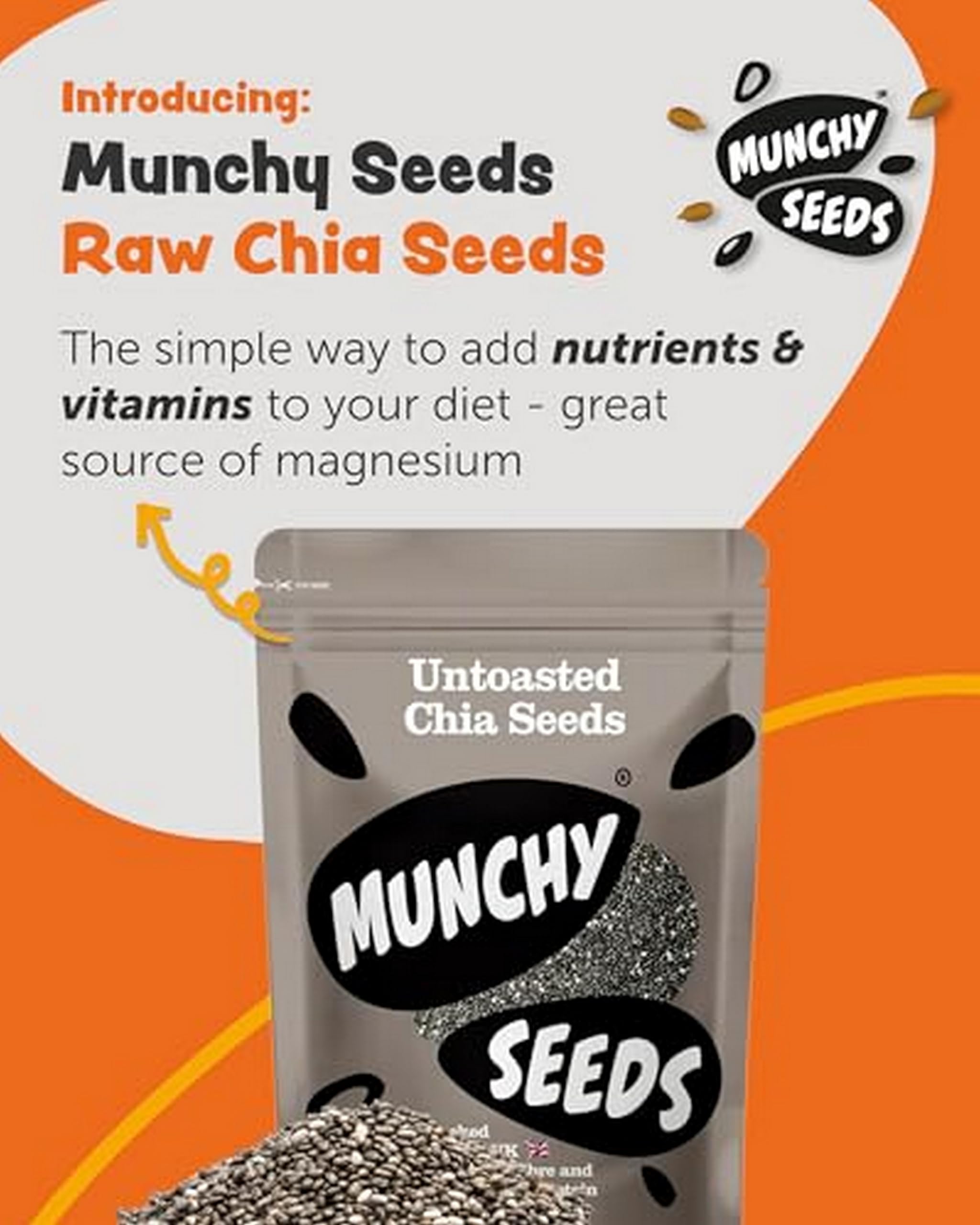 Munchy Seeds Raw Chia Seeds - 1kg Bag | High Protein | Gluten Free | Vegan 2