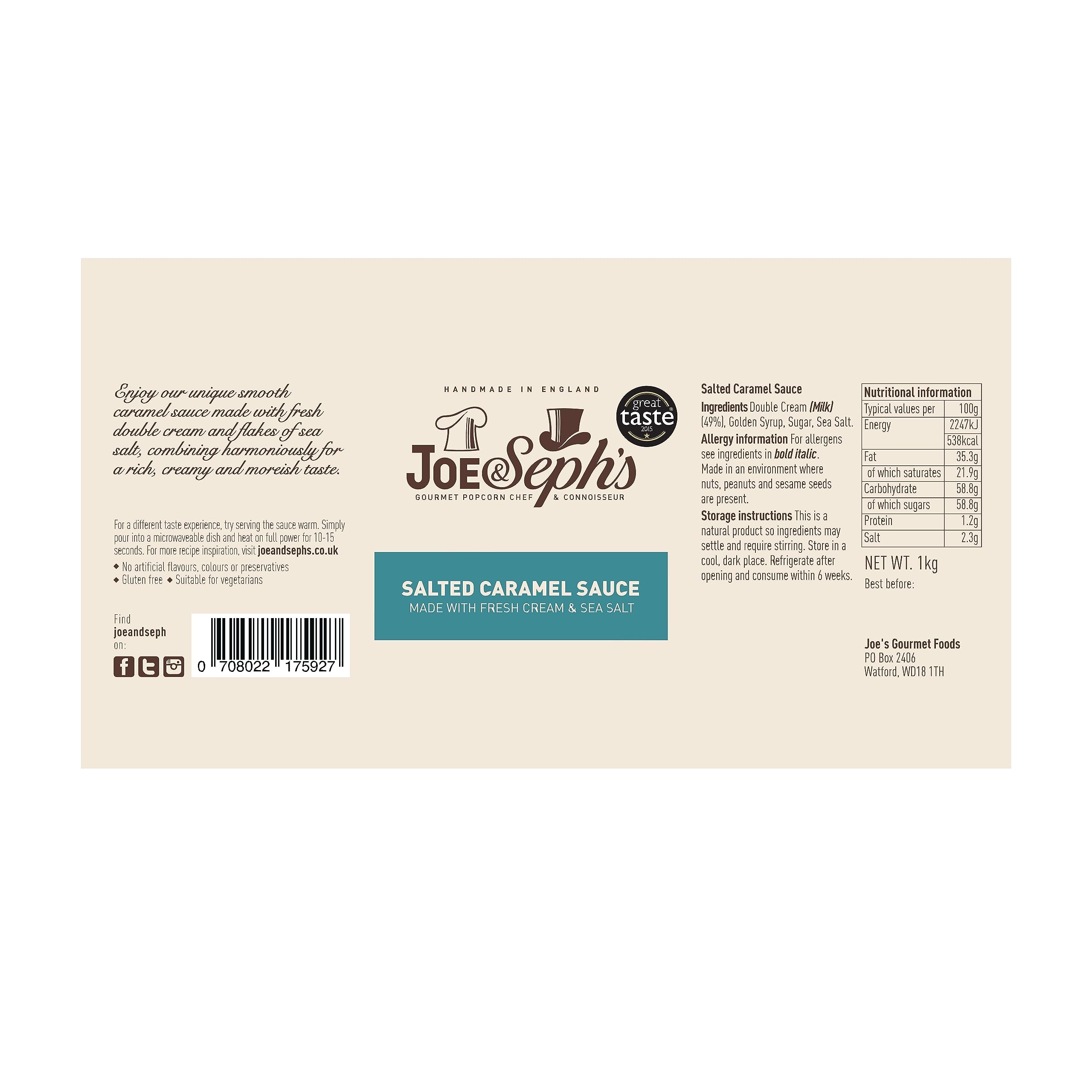 Joe & Seph's - Salted Caramel Sauce (1kg Bottle) | Great Taste Award-Winning Dessert Sauce 10