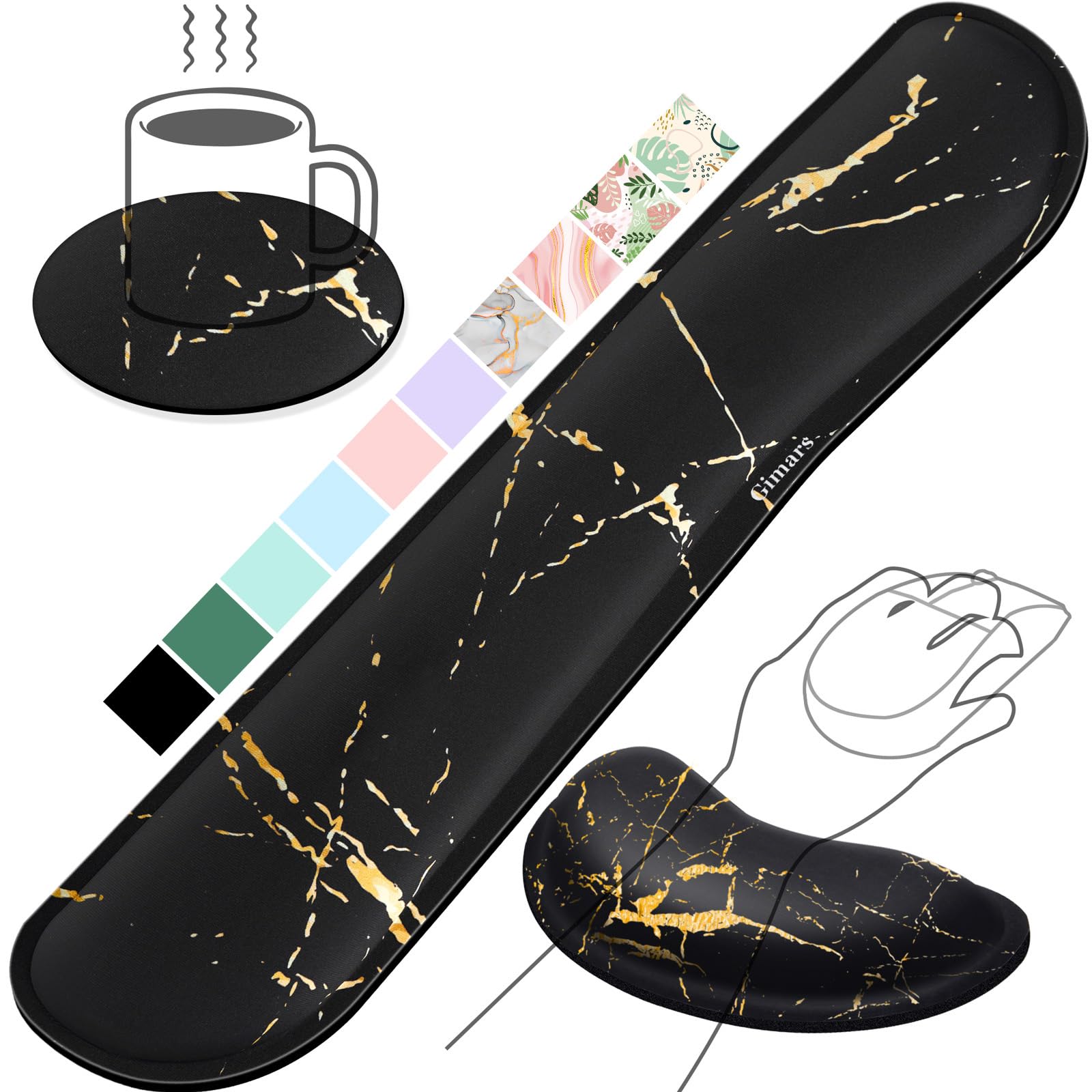 Gimars Upgrade Enlarge Silky Memory Foam Wrist Rest for Keyboard | 3CM Ultra Thick | Non-Slip