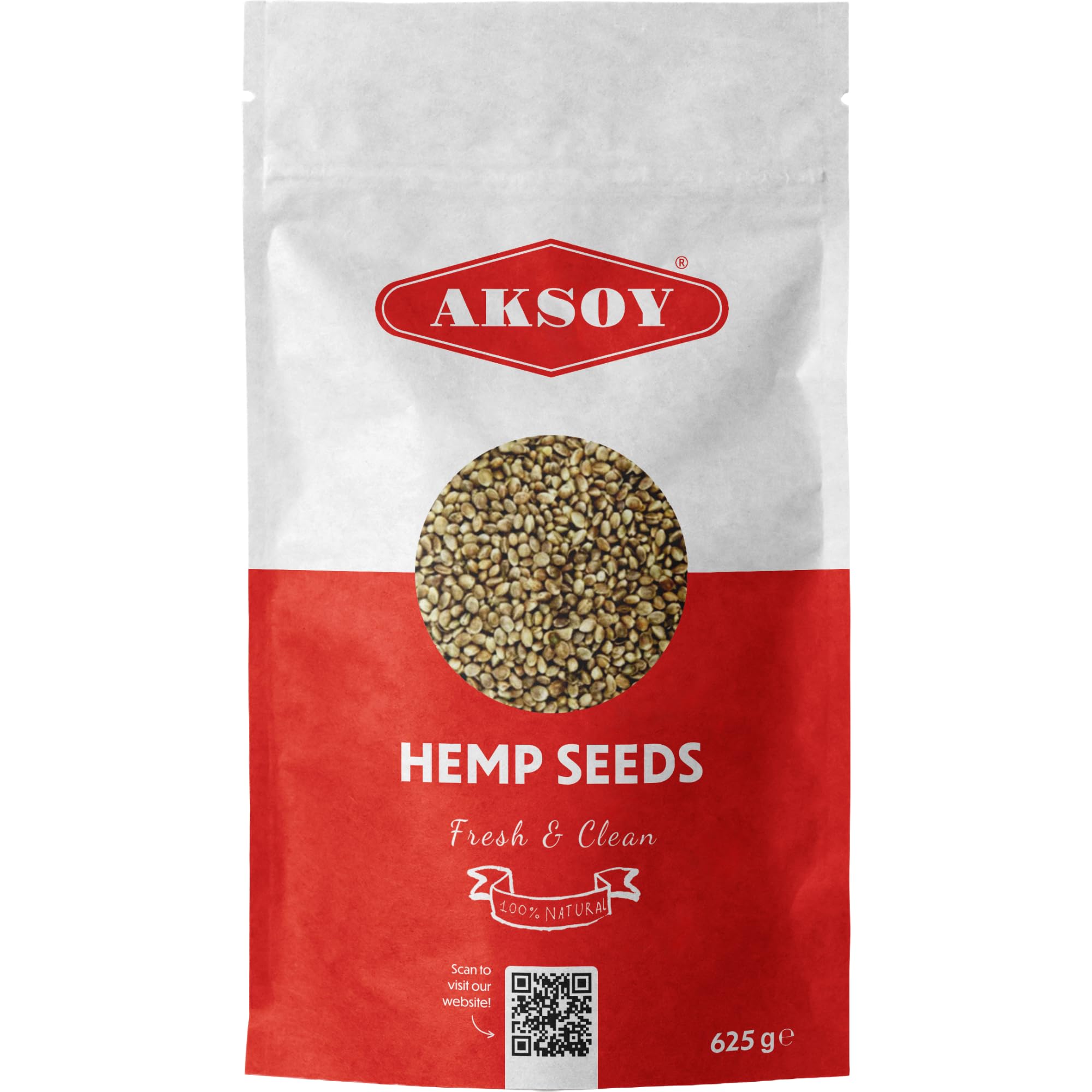 AKSOY Whole Hemp Seeds - Complete Protein Source | 625g | Rich in Omegas 3 & 6