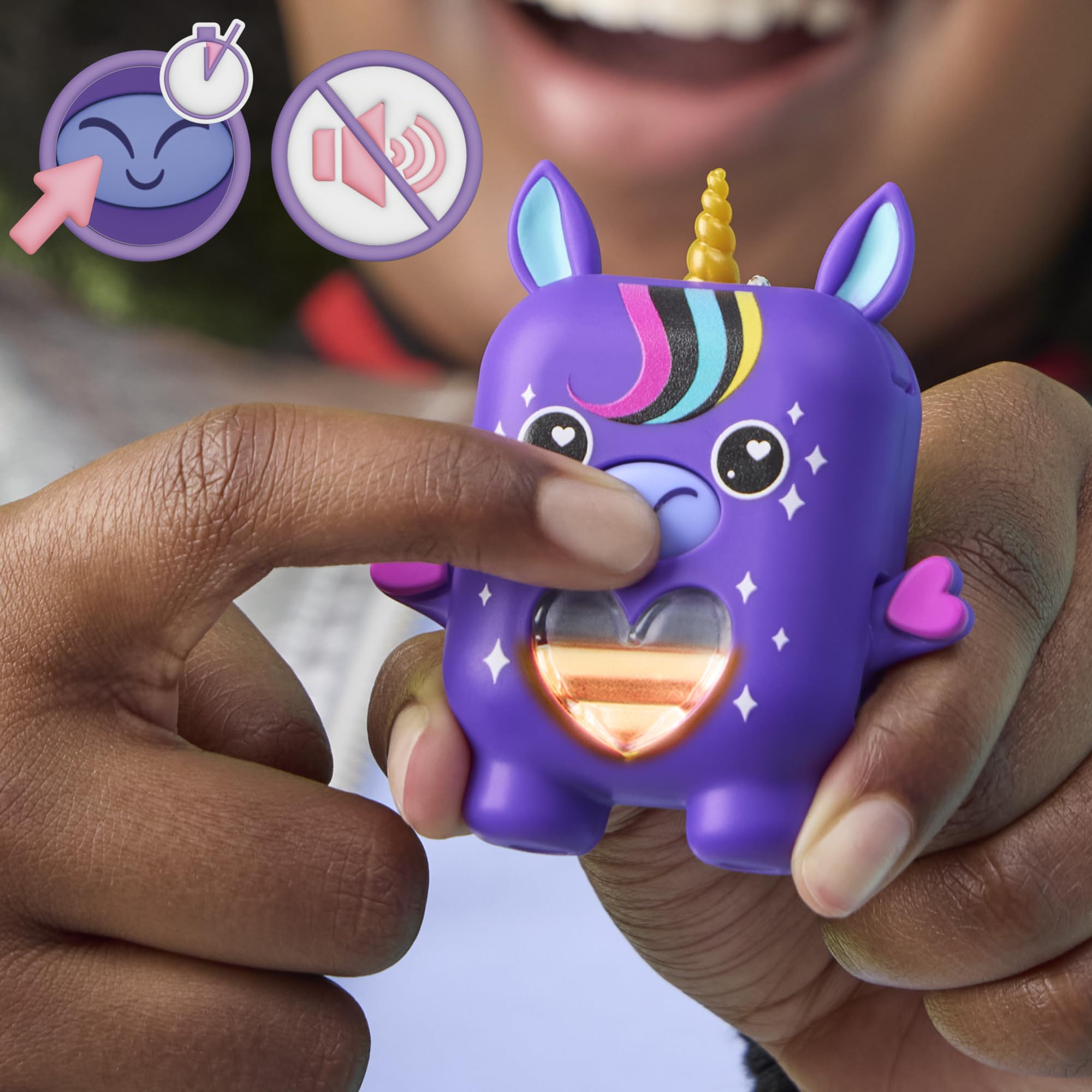Hasbro Nano-Mals Stardream the Unicorn - Electronic Fidget Pet with Light-Up Heart, 70+ Reactions & Silent Mode 14