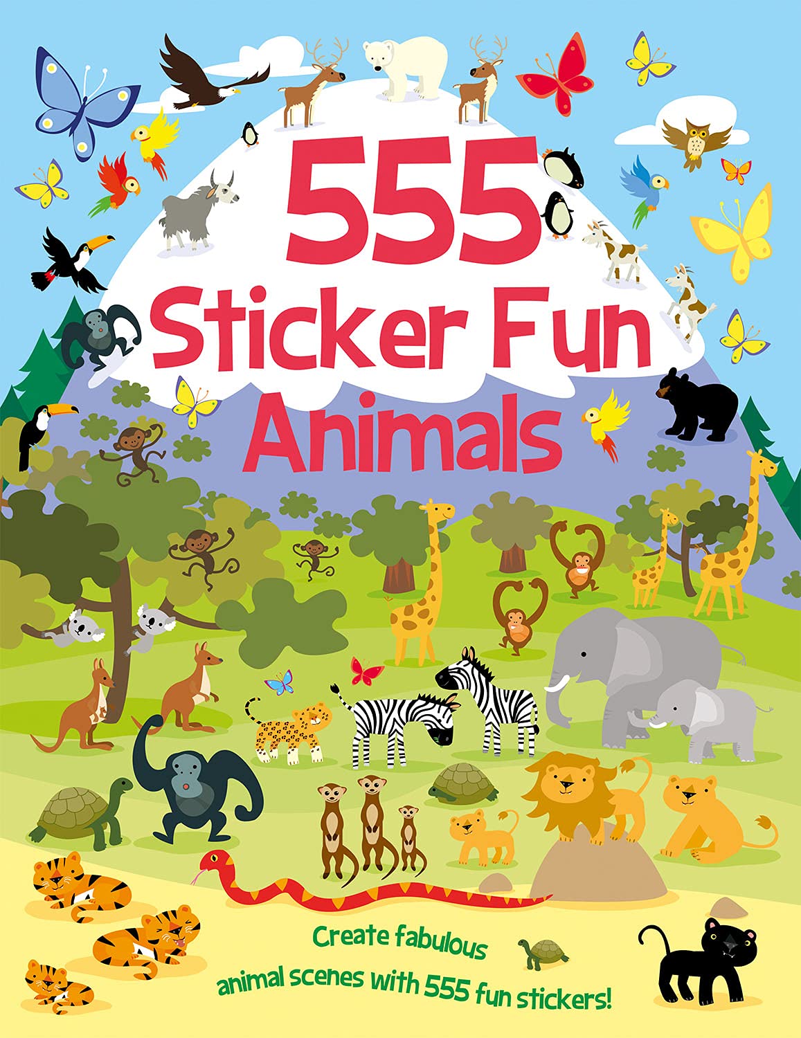 Two Windmills Limited 555 Sticker Fun Animals Activity Book - Ages 5-7 | 56 Pages | Paperback