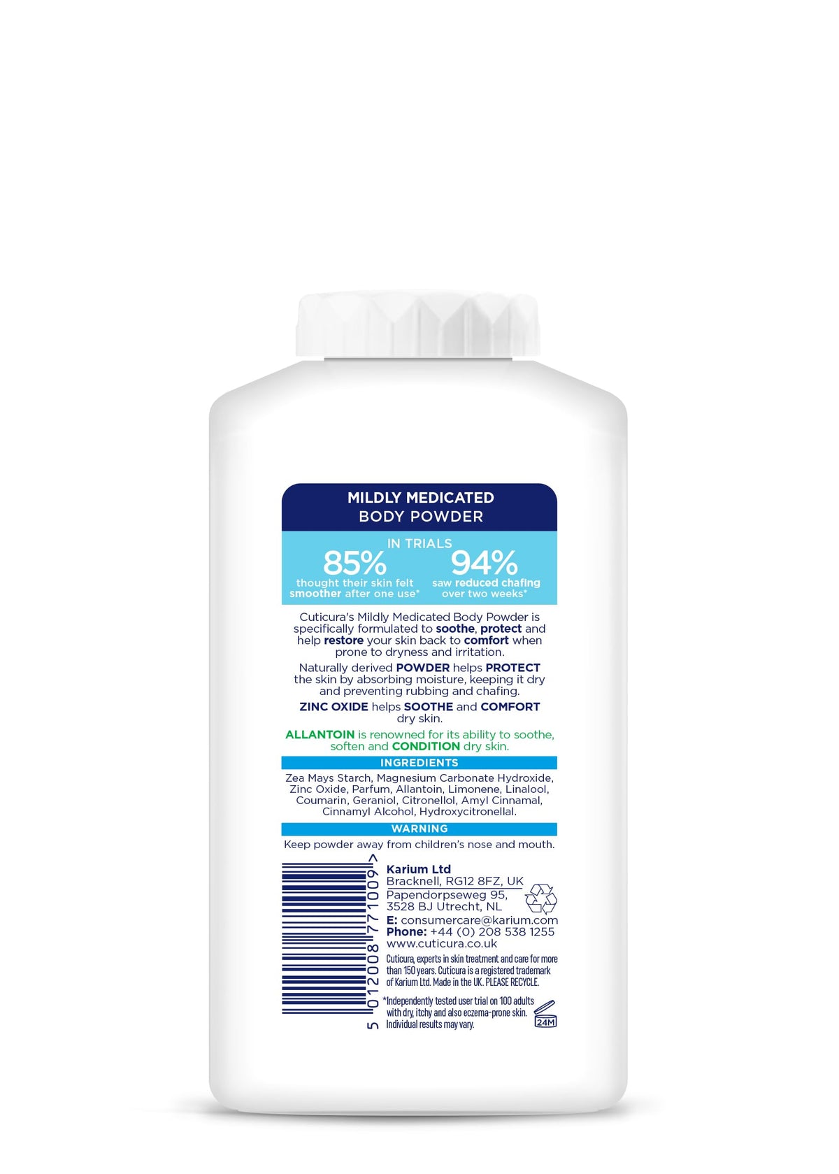 Cuticura Mildly Medicated Body Powder - Absorbs Moisture, Reduces Chafing, Soothes Itching | 150g