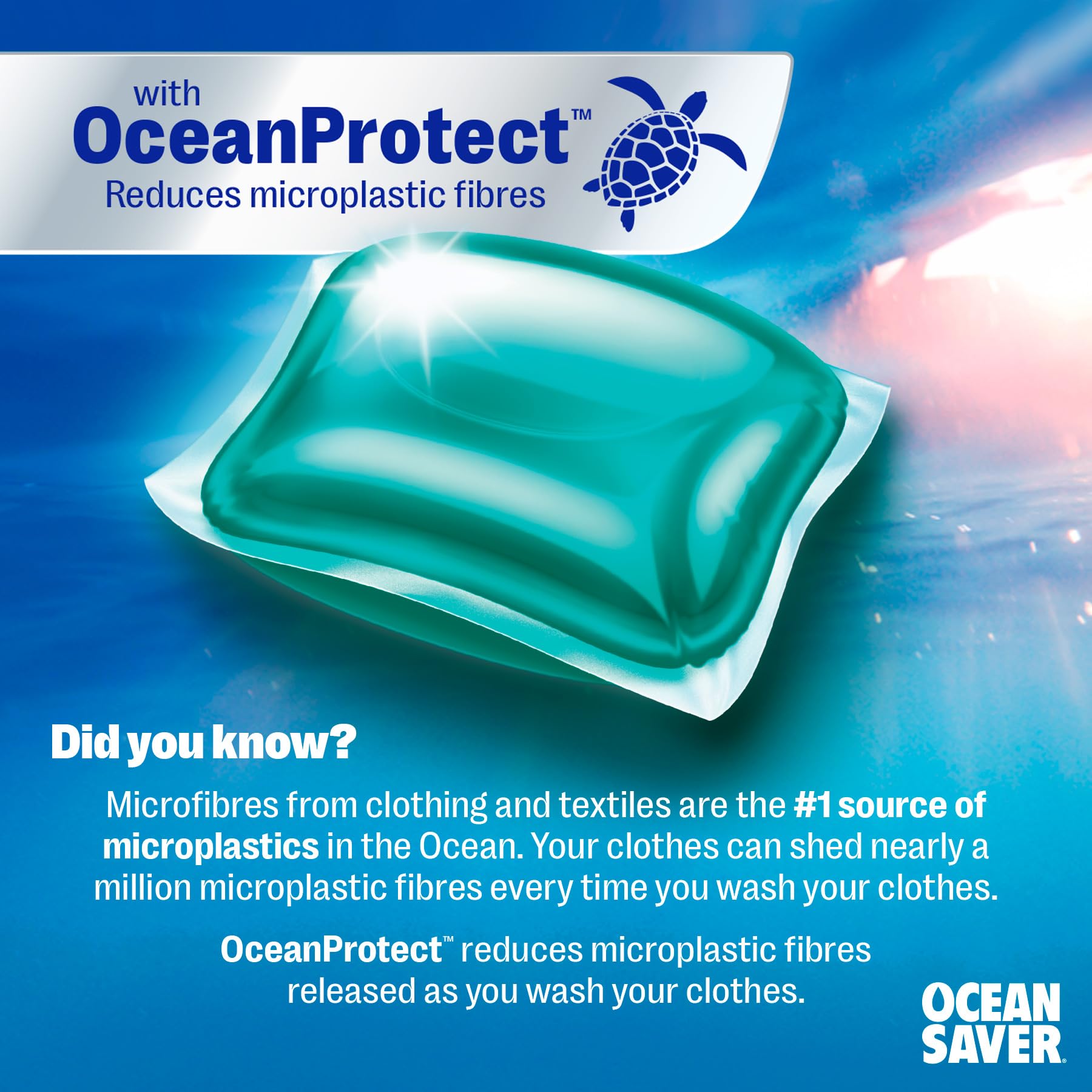 OceanSaver Eco Bio Laundry Detergent Washing Pods - 30 Washes | Ocean Fresh Scent 5