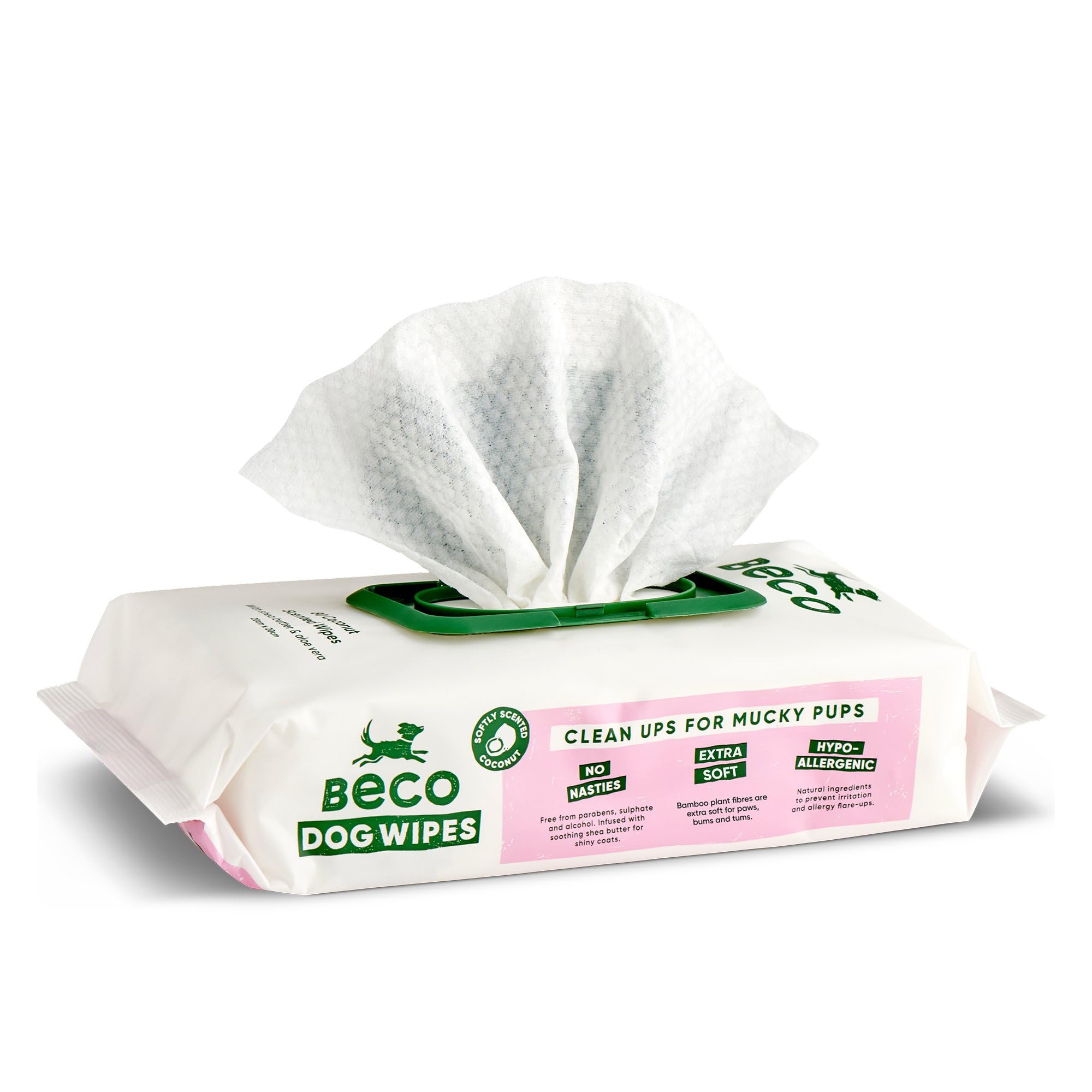 Beco Dog Wipes - Coconut Scented, Hypoallergenic, 80 Count Pack 1