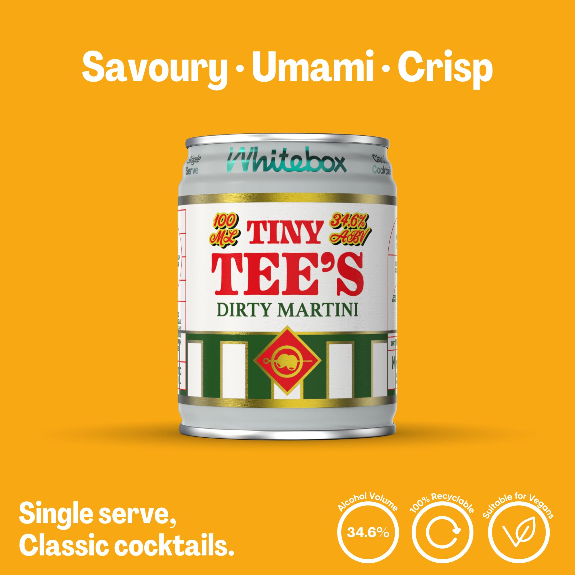 WHITEBOX COCKTAILS Single Serve Classic Tiny Tee's Dirty Martini — Case Of 8