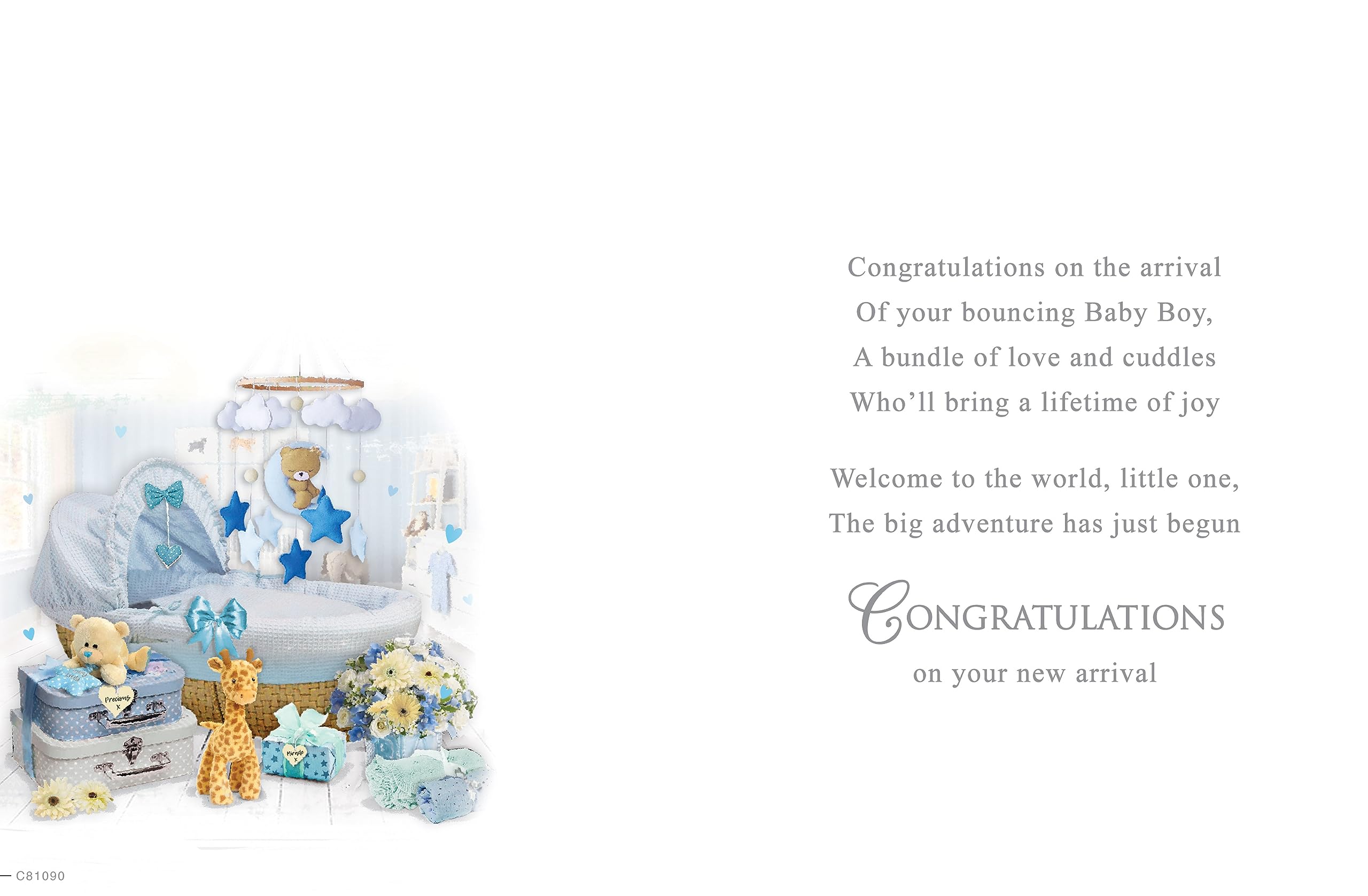 Regal Publishing Baby Boy Greeting Card with Envelope | 8 x 6 inches | Cot Description