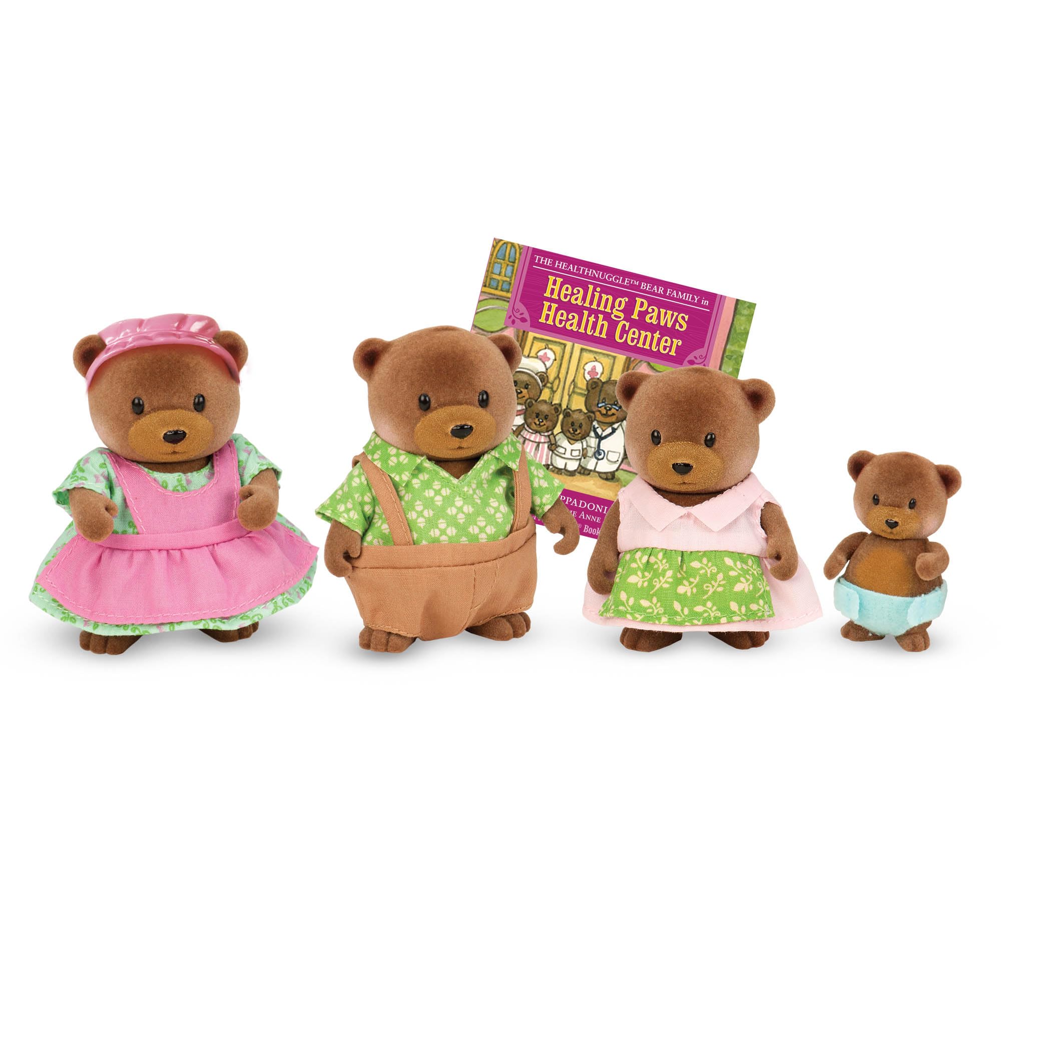Li'l Woodzeez Healthnuggle Bear Family Set - 4 Collectible Doll Figures with Storybook for Imaginative Play 7