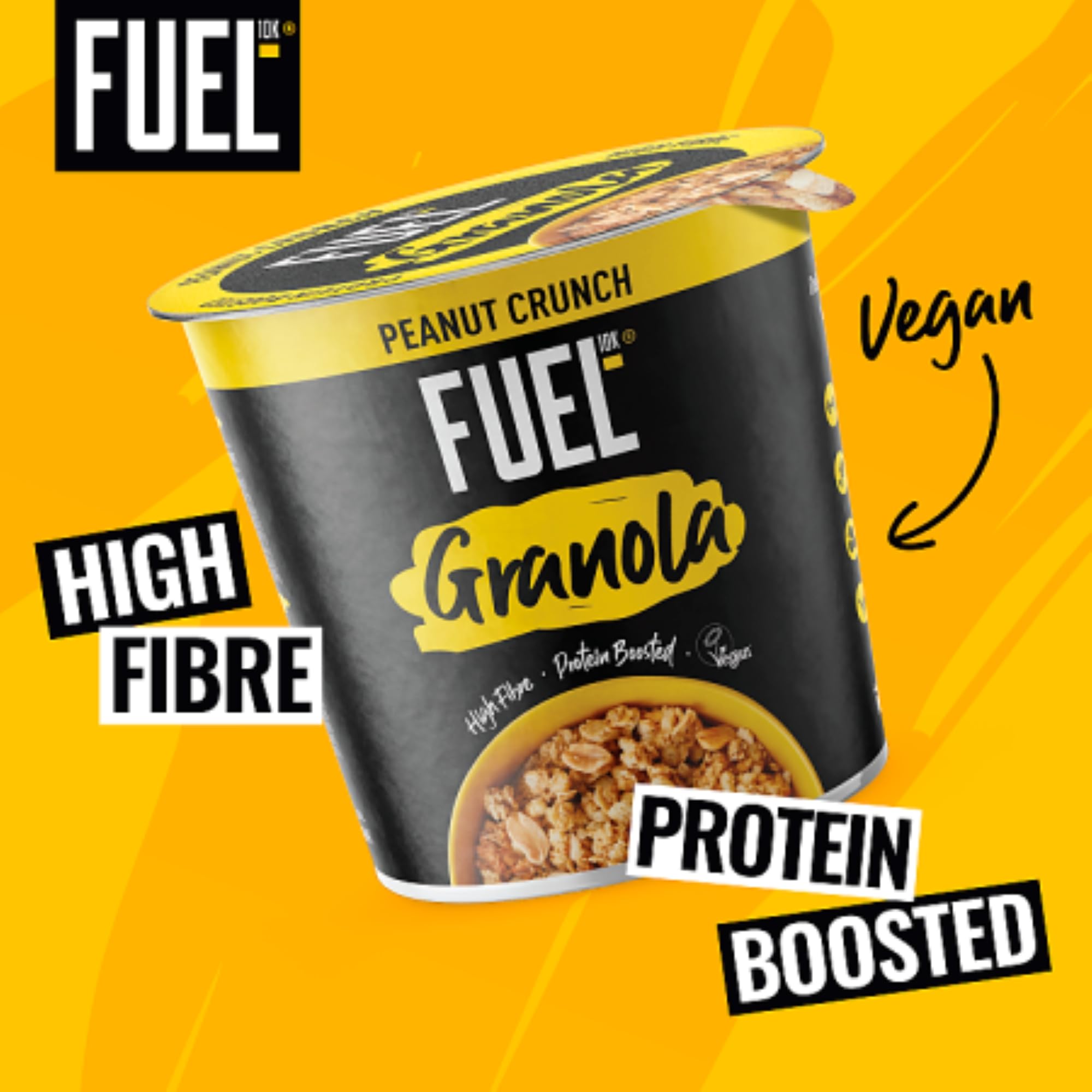 FUEL10K Peanut Crunch Protein Granola Cereal Pot, 70g (Pack of 8) 5