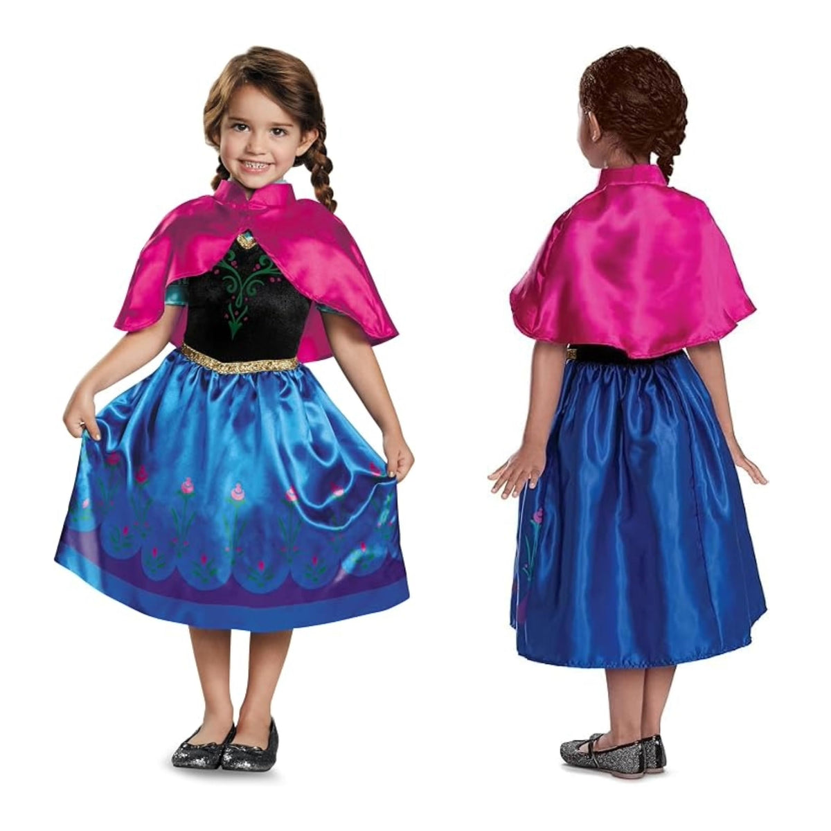 Disguise Anna Travelling Classic Dress Up Costume - Girls, 3-4 Years, Multicolour