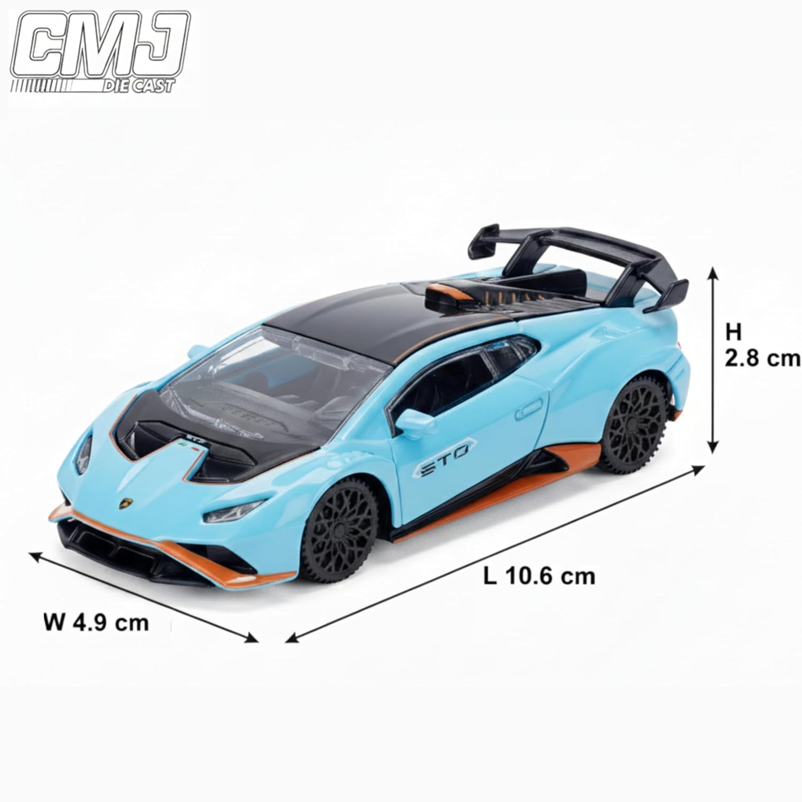CMJ Lamborghini Huracan STO Die-Cast Model Car - 1:43 Scale, Blue | Detailed Collector Edition 4
