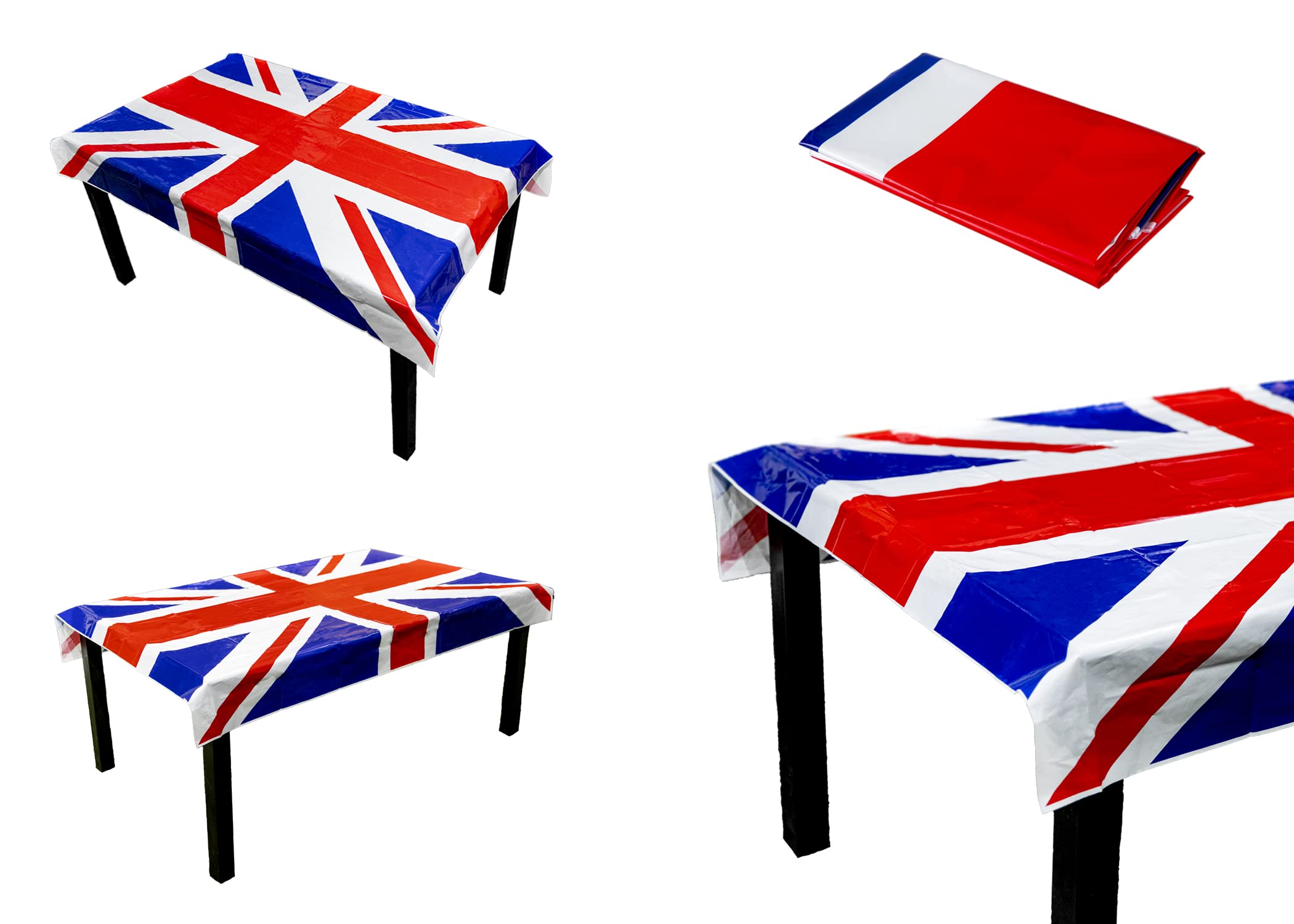 SHATCHI Union Jack Plastic Deluxe Tablecover - 137cm x 180cm | Reusable | Party & Picnic Use 3