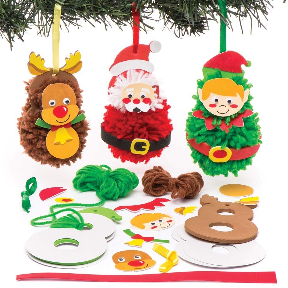 Baker Ross AR752 Christmas Pom Poms Decoration Kits - Santa, Elf & Reindeer Craft Kits 4