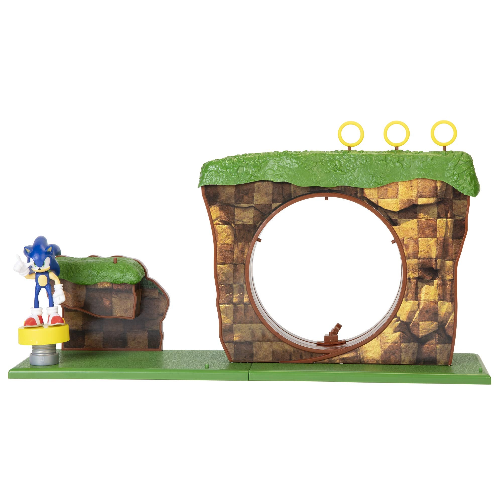 Sonic The Hedgehog Green Hill Zone Playset with 2.5” Sonic Action Figure | Working Spring Platform 1