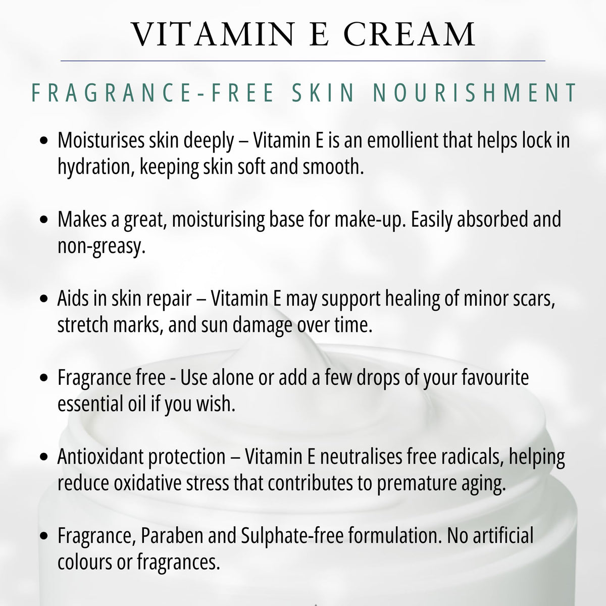 Absolute Aromas Vitamin E Cream - Unscented, Paraben-Free, 500 g