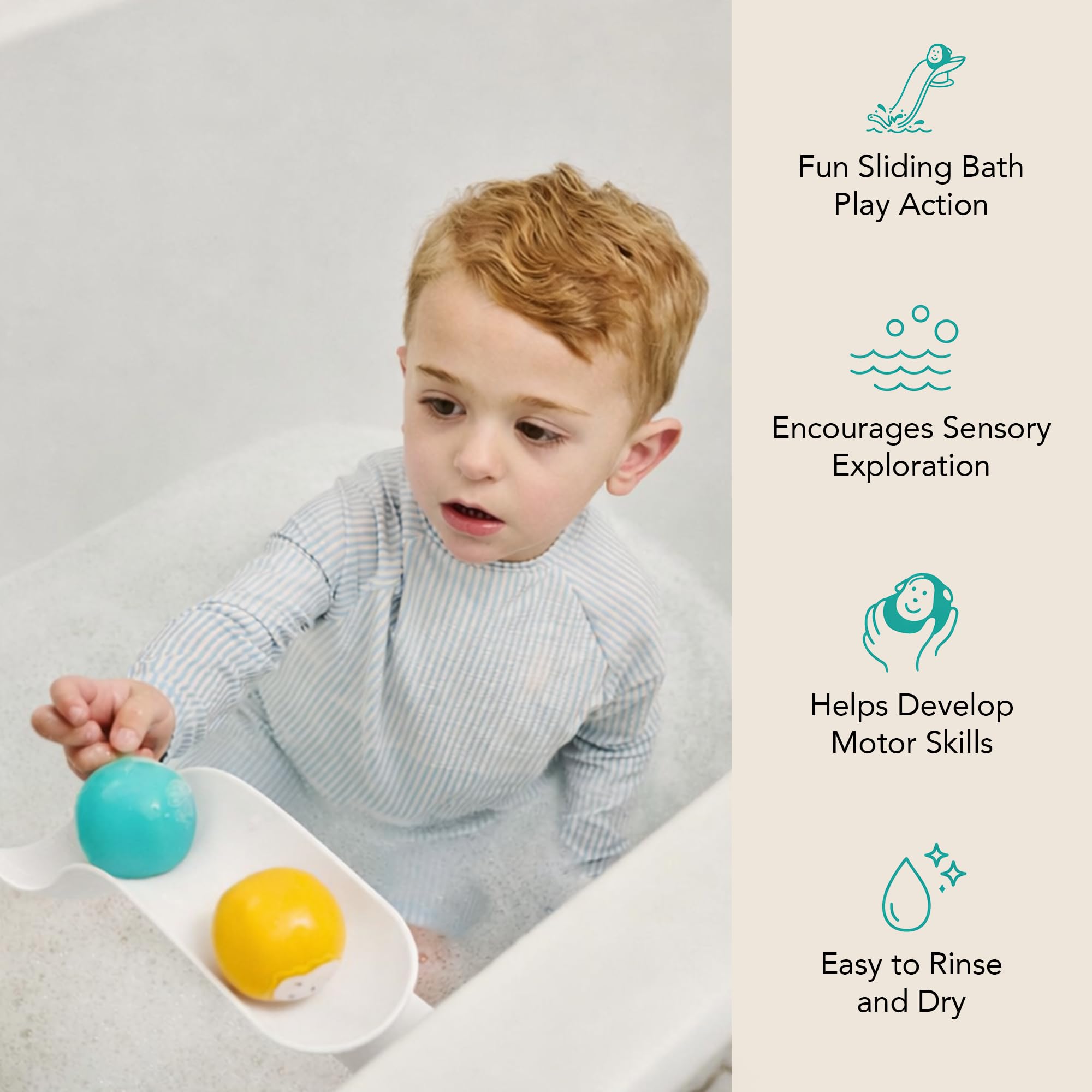 Matchstick Monkey Bathtime Slide Set - Antimicrobial Baby Bath Toy | Ages 12 Months+ | White 4