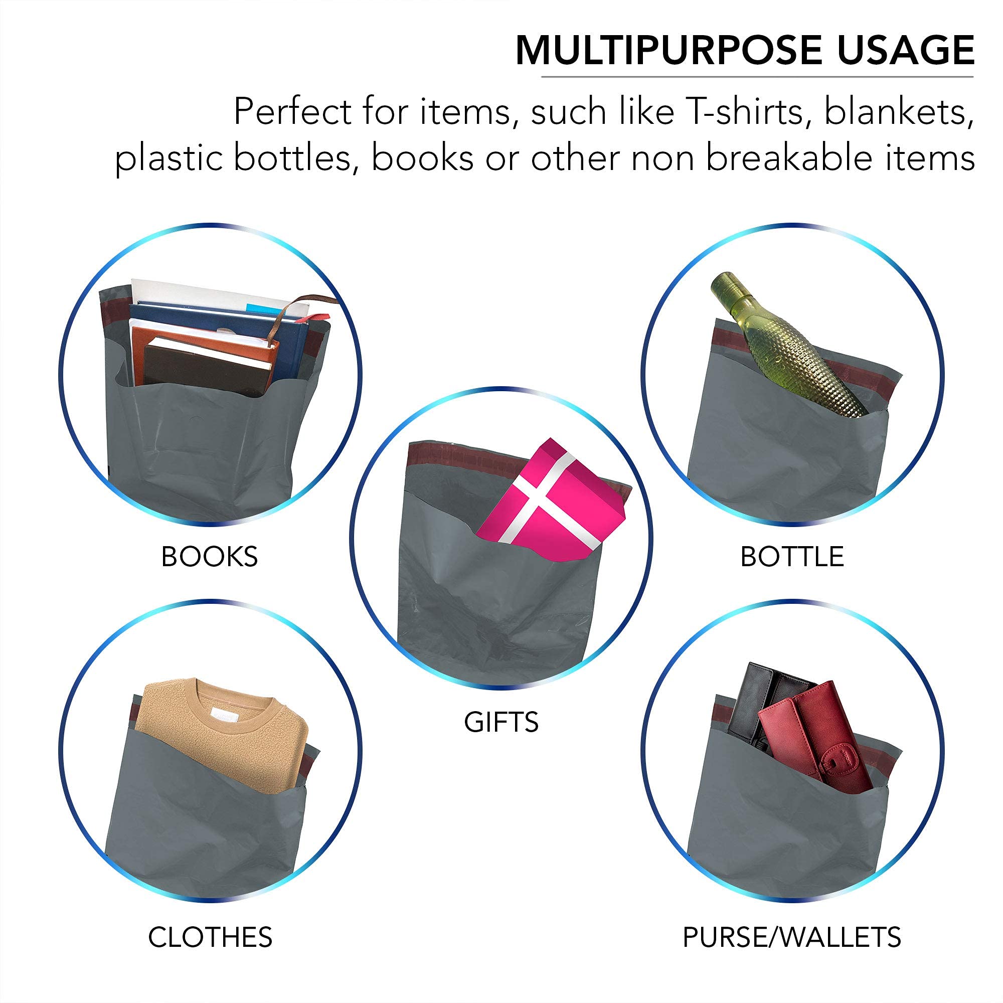 iSOUL Grey Plastic Mailing Bags - 12 x 16 Inch | 60 Micron Opaque | 100 Pack 7
