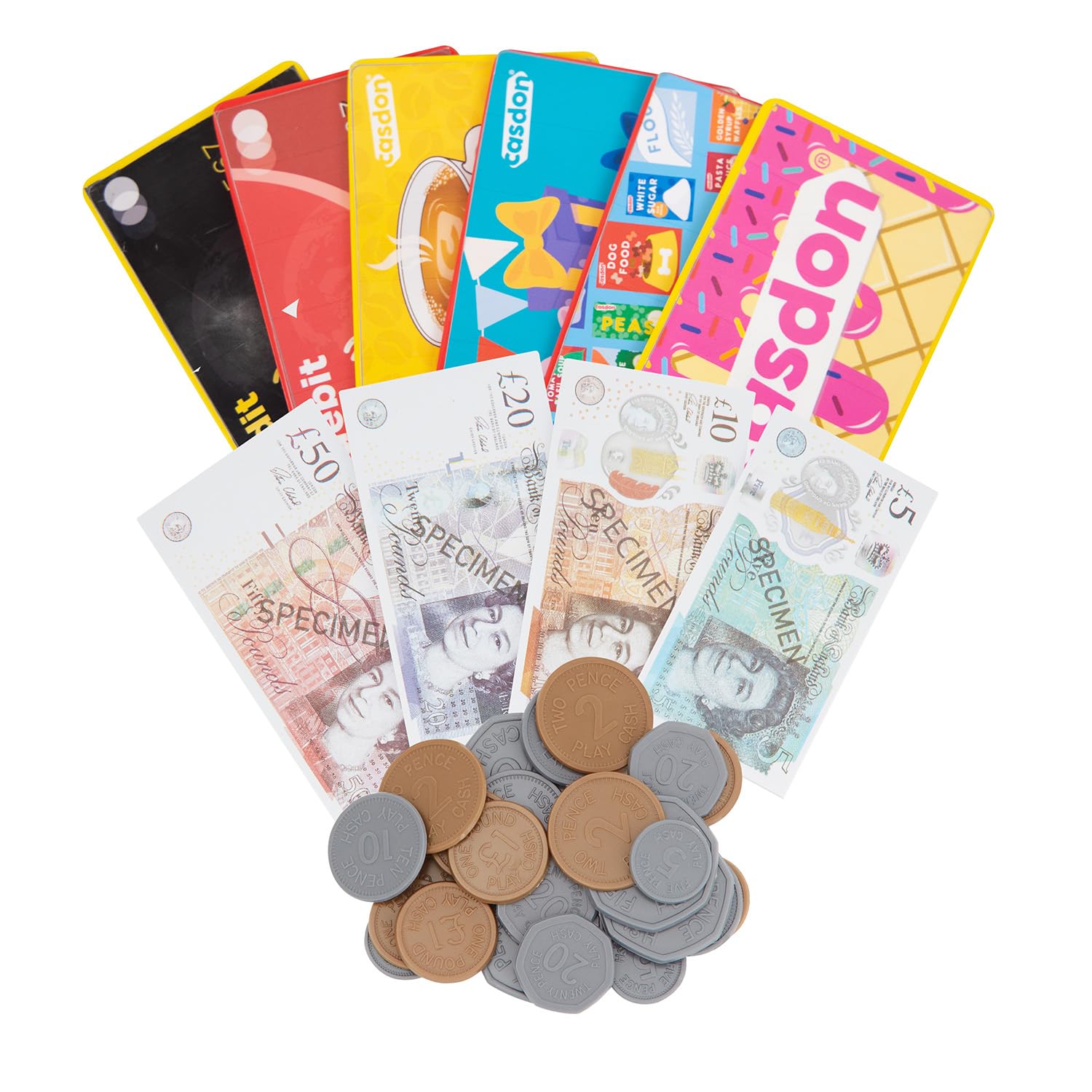 Casdon Pretend Play Card & Money Set (£) - 100+ Piece Financial Toy Kit for Kids