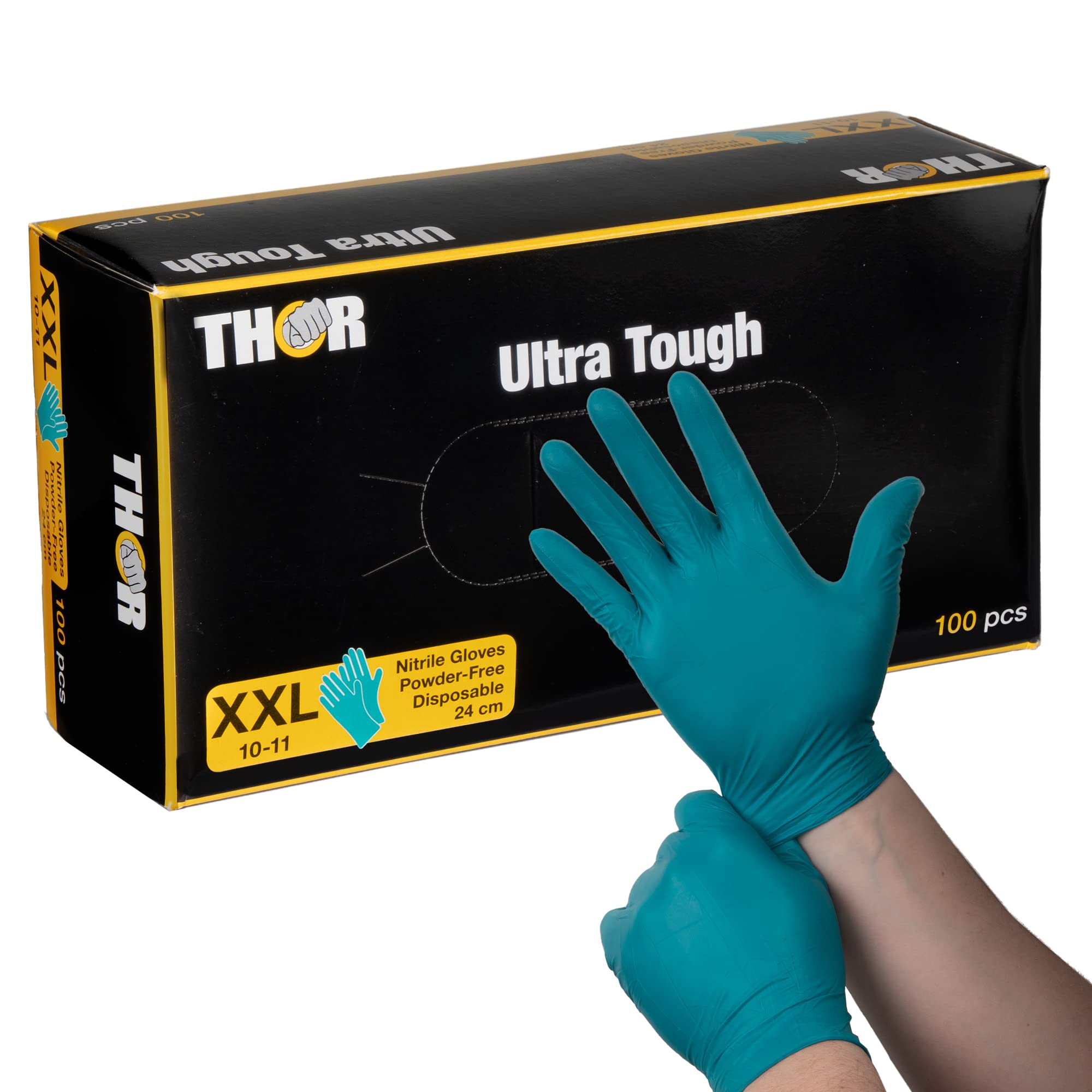 ABENA Nitrile XXL Green Disposable Gloves - Pack of 100 | Puncture Proof 1