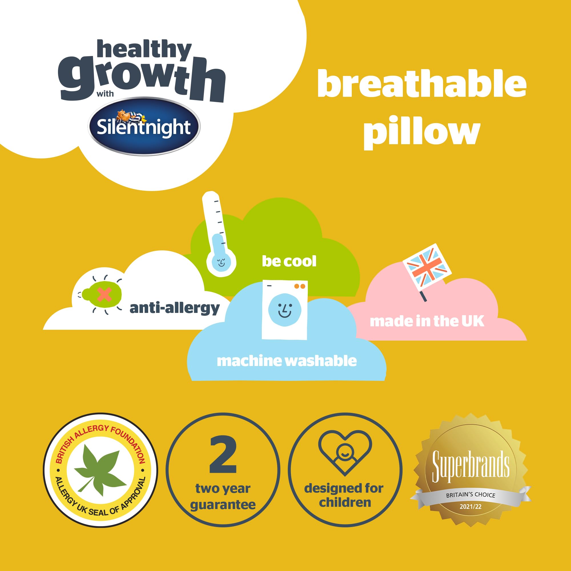 Silentnight Healthy Growth Breathable Kids Pillow - Cotton Material | Single Size | Washable 7