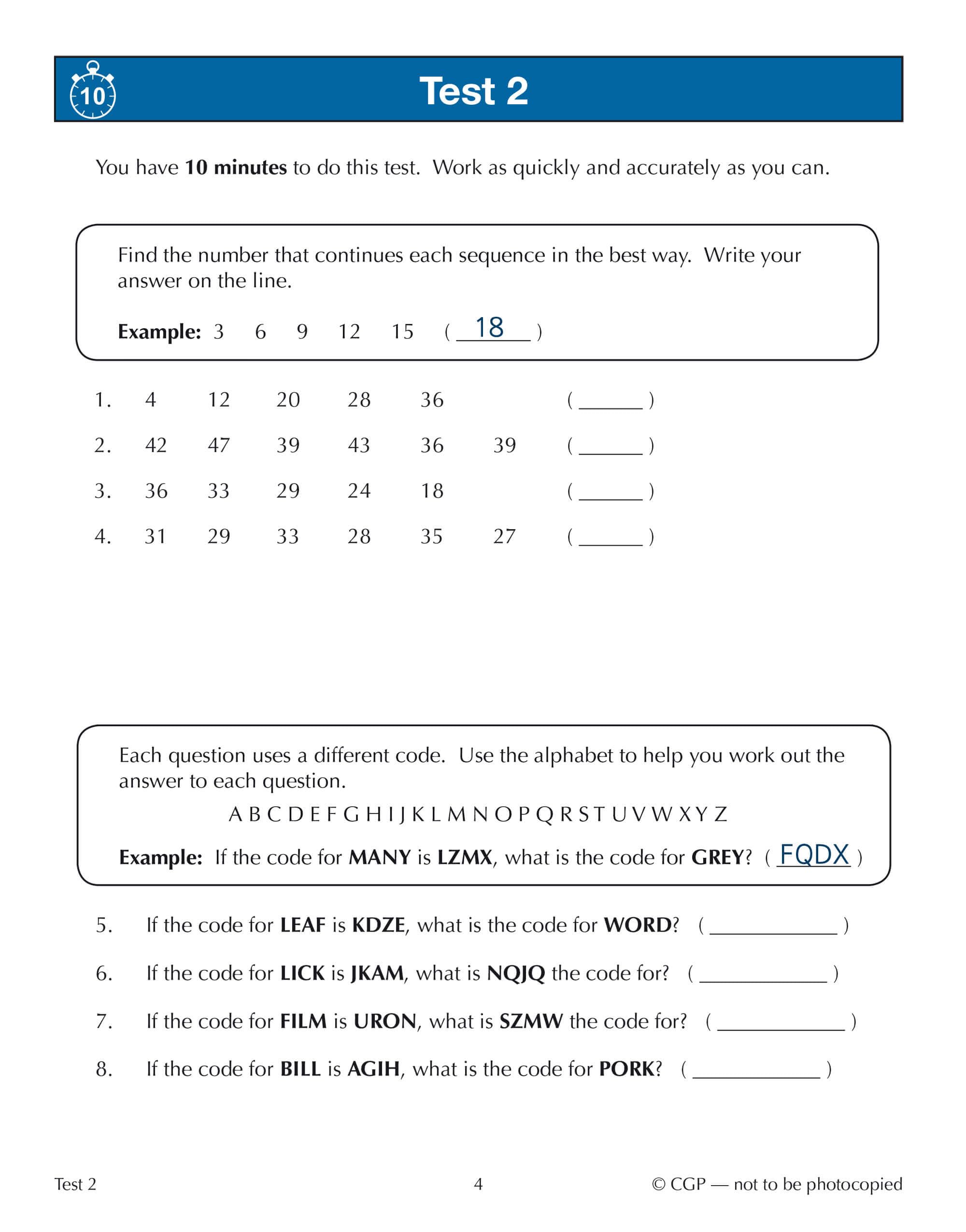 CGP 11+ GL 10-Minute Tests: Verbal Reasoning, Logic & Coding - Ages 10-11 | Paperback | 120 Pages