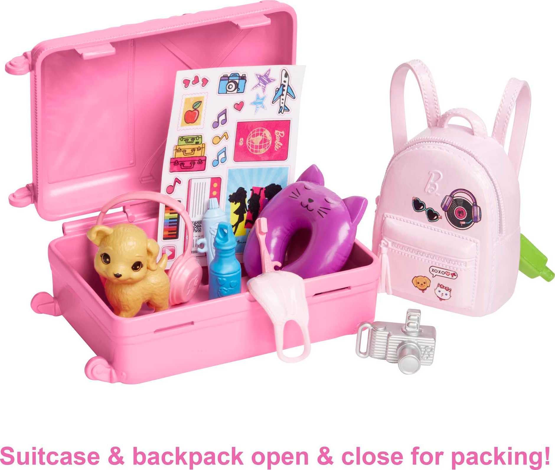 Barbie 'Malibu' Travel Doll Set with Puppy and 10+ Accessories | Blonde Hair | Model HJY18 3
