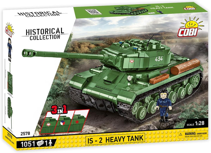 COBI IS-2 Heavy Tank Building Kit - 1051-Piece WWII Tank Model with Removable Engine, Movable Turret, and Historical Markings