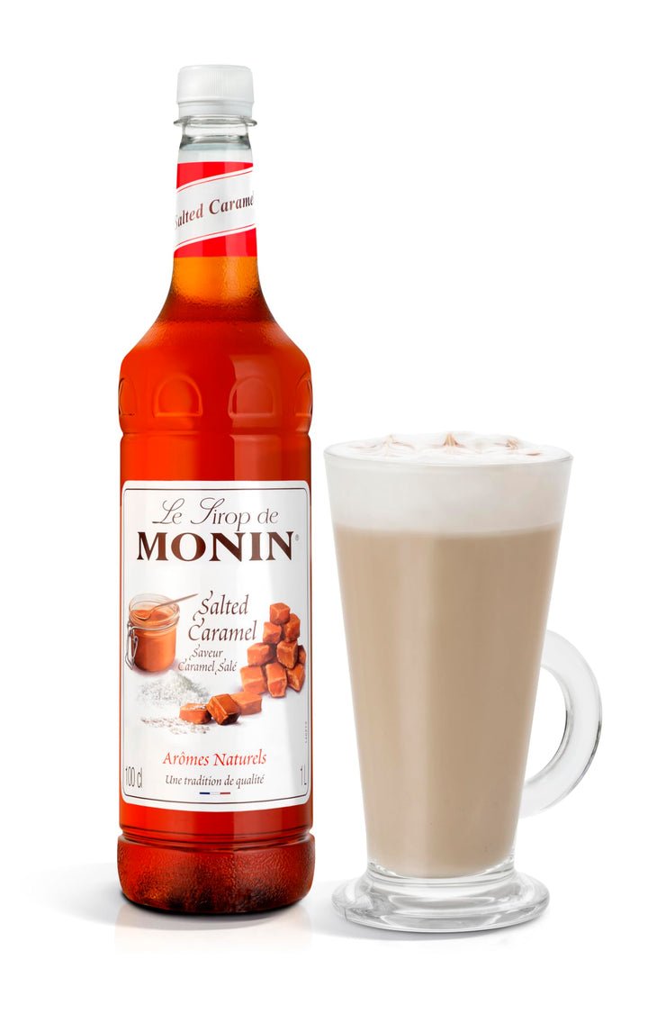 Monin Salted Caramel Syrup 1L - Premium Beverage Syrup for Coffee, Cocktails & Mocktails