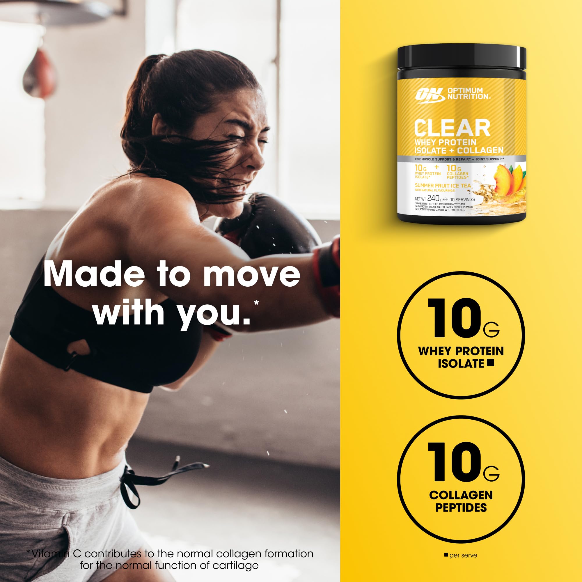 Optimum Nutrition Clear Whey + Collagen Summer Fruit Ice Tea Flavour 240g 14