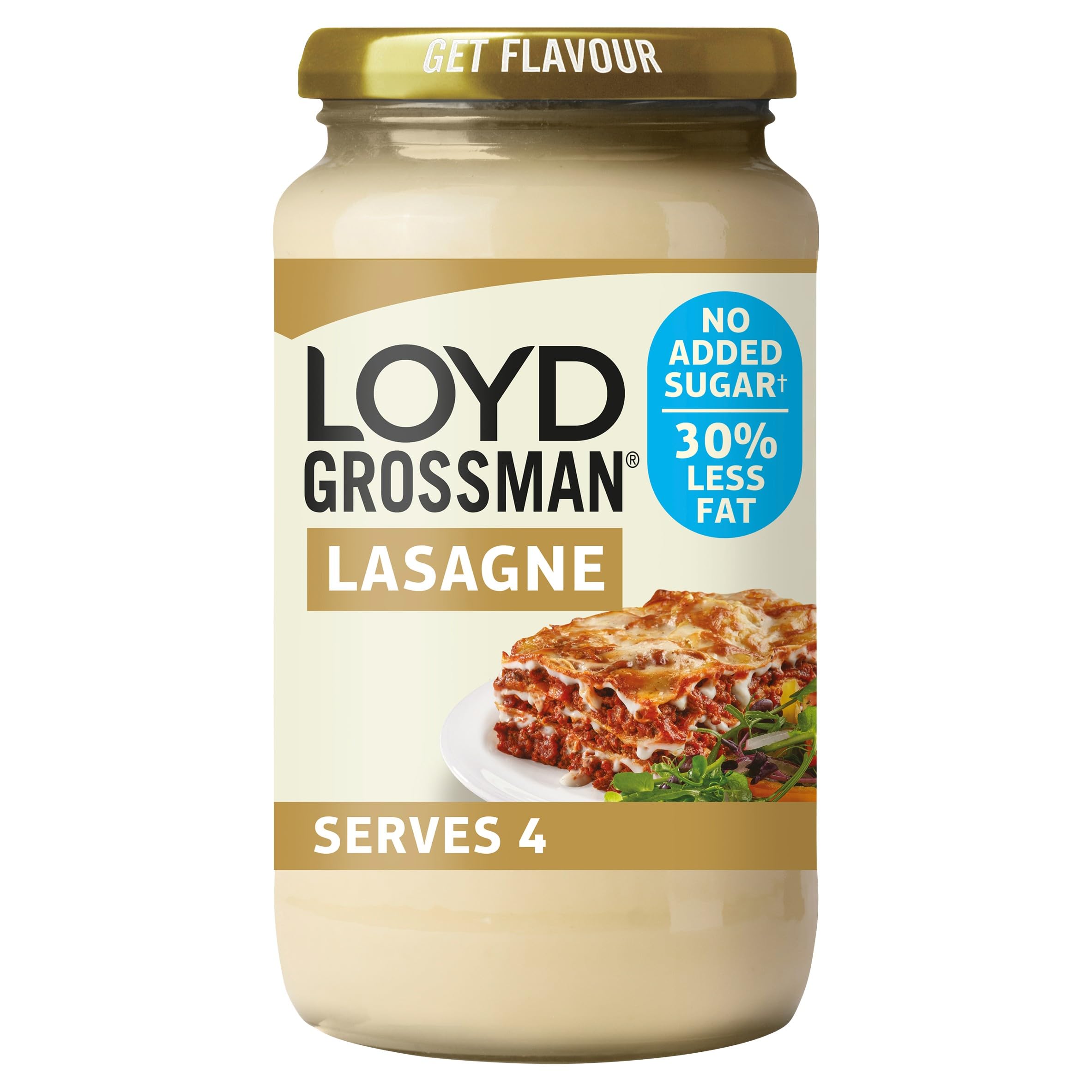 Loyd Grossman No Added Sugar White Lasagne Sauce | 30% Less Fat | 450g Jar