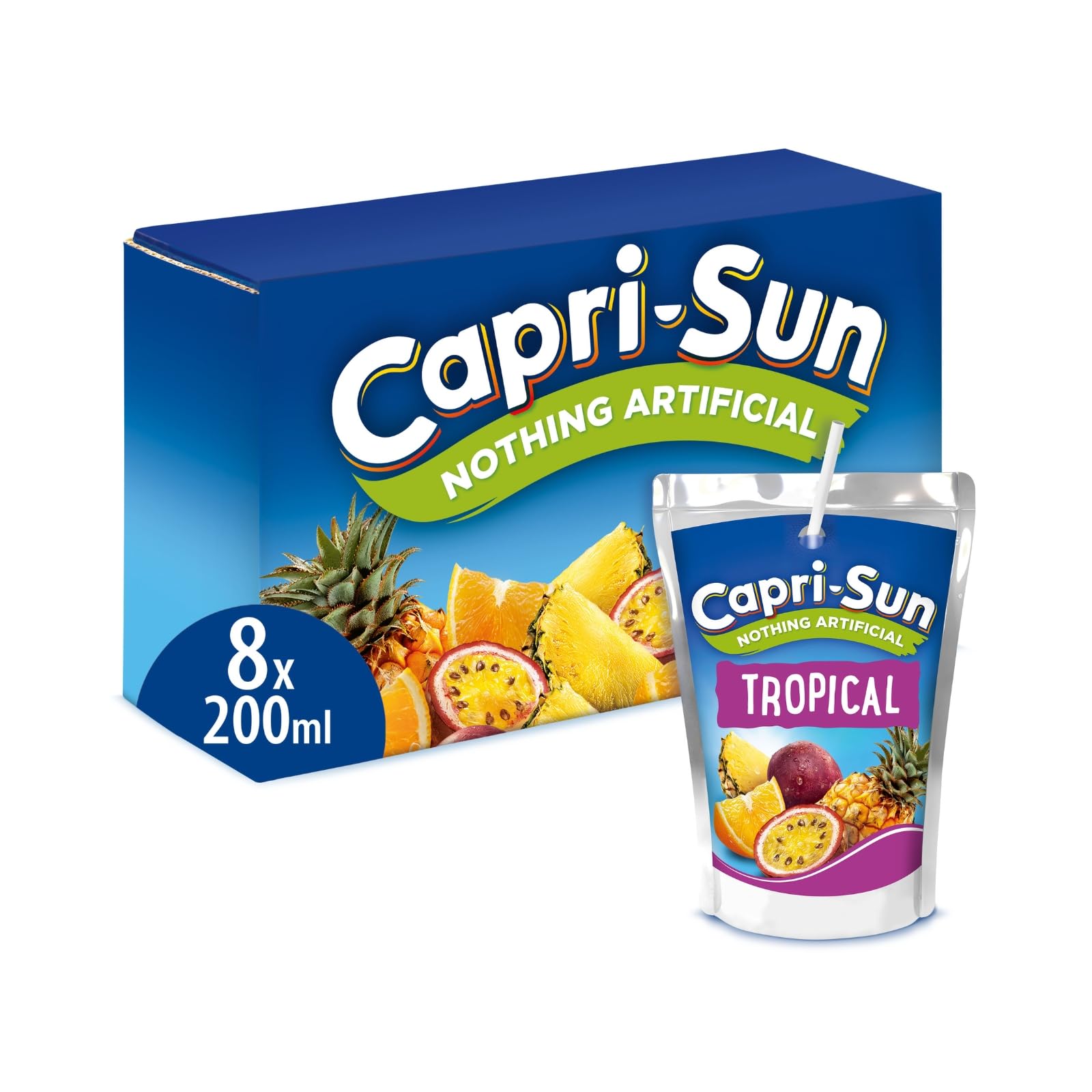Capri-Sun Tropical Fruit Juice Pouches - 8 x 200 ml Value Pack | Stevia Sweetened 1