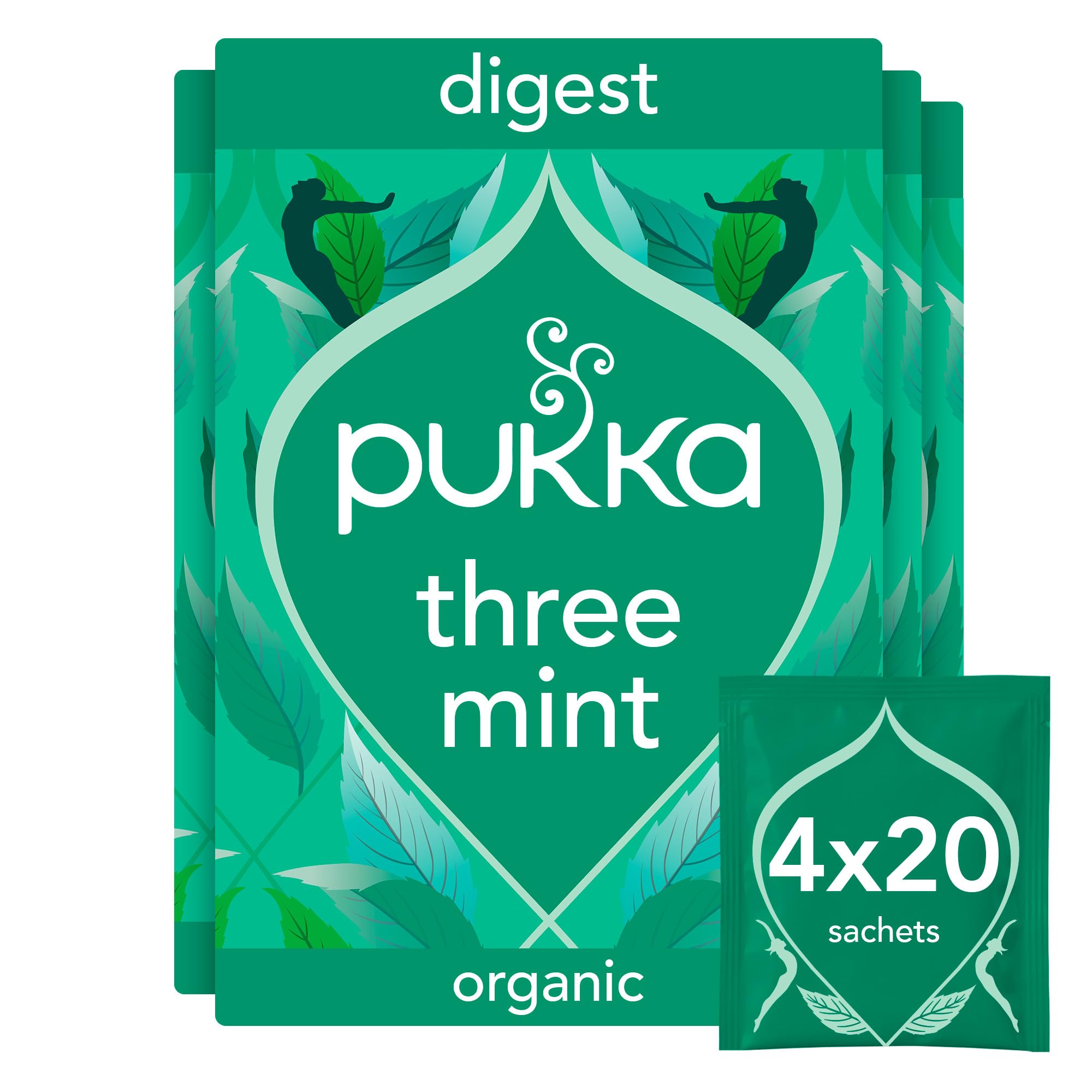 Pukka Herbs Three Mint Organic Herbal Tea Infusion | 80 Count (Pack of 4) | Caffeine-Free 1