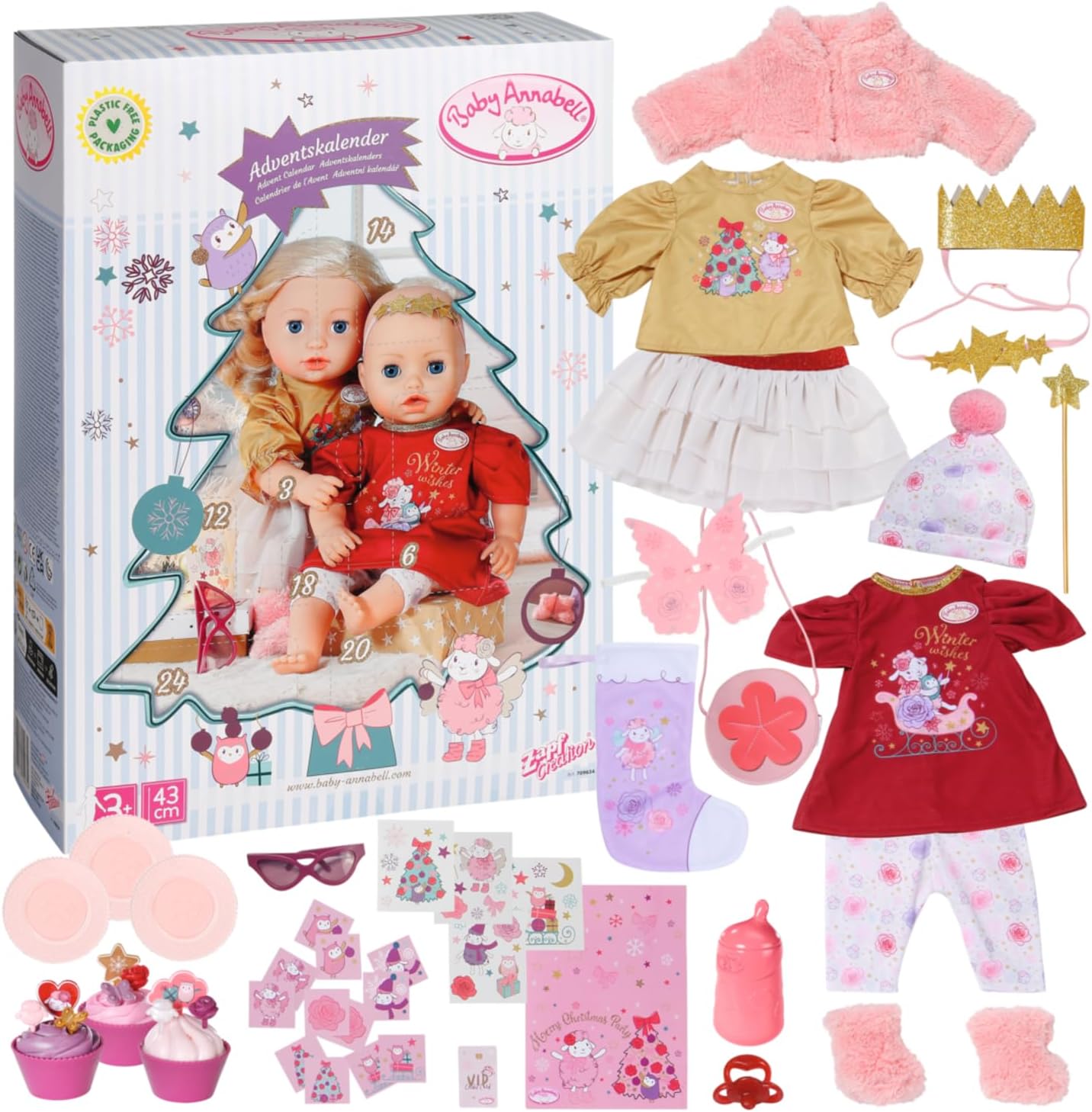 Baby Annabell Christmas Advent Calendar 709634 - 24 Holiday Clothing & Accessories for Dolls 1