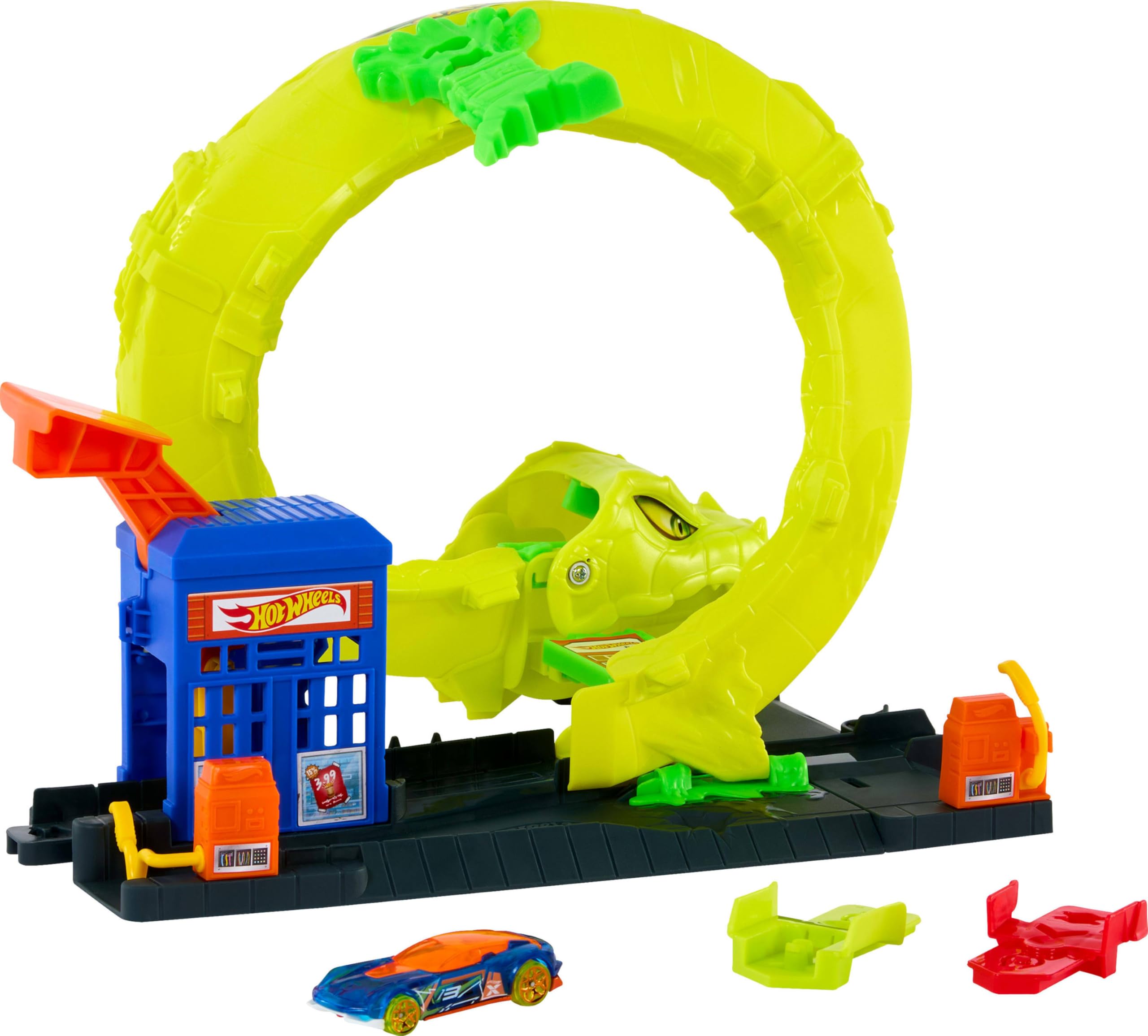 Hot Wheels Snake Spiral Attack Playset - Slithering Snake Race Track with 1:64 Scale Car 7