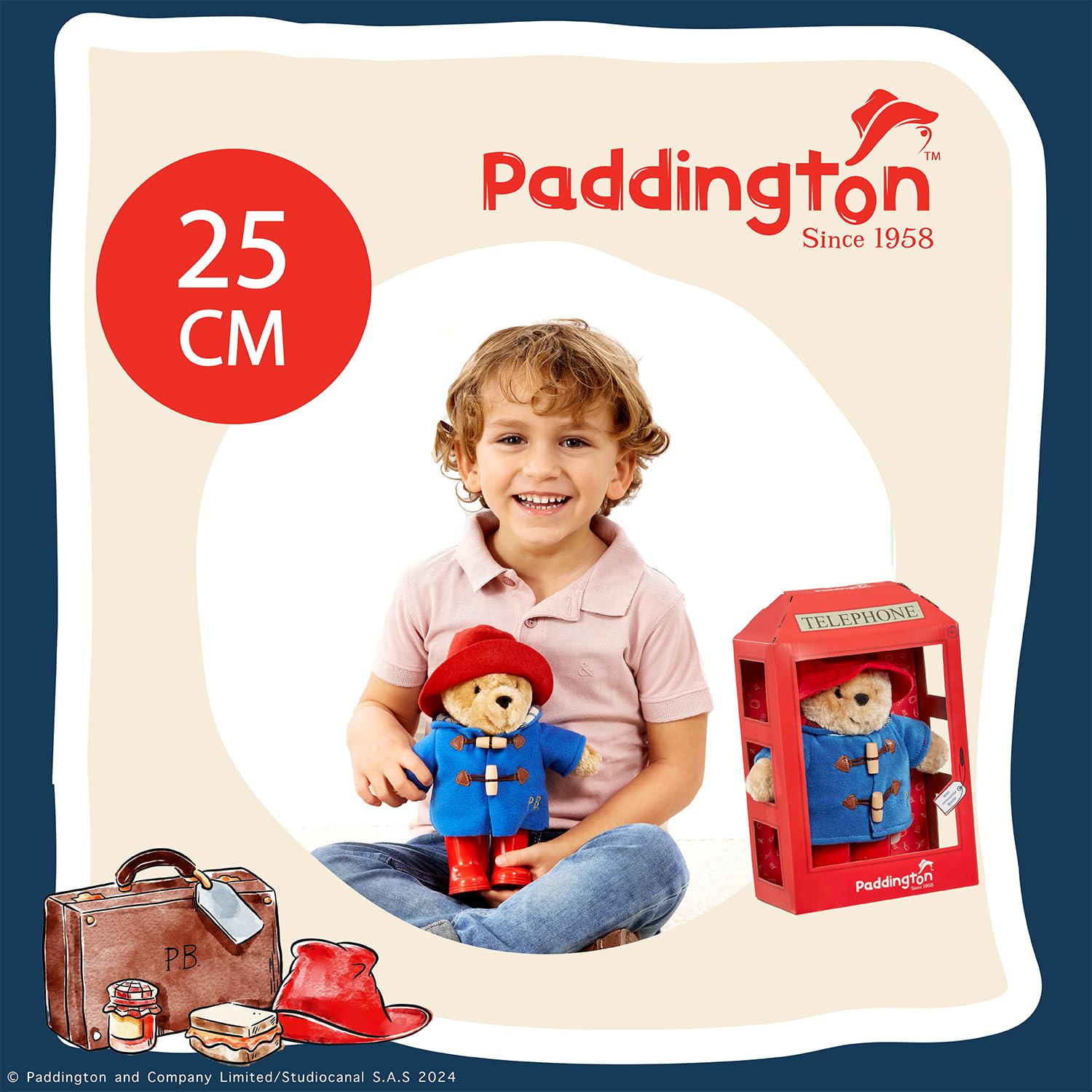 Rainbow Designs Paddington Bear Soft Toy in British Phone Box - Plush Teddy 3
