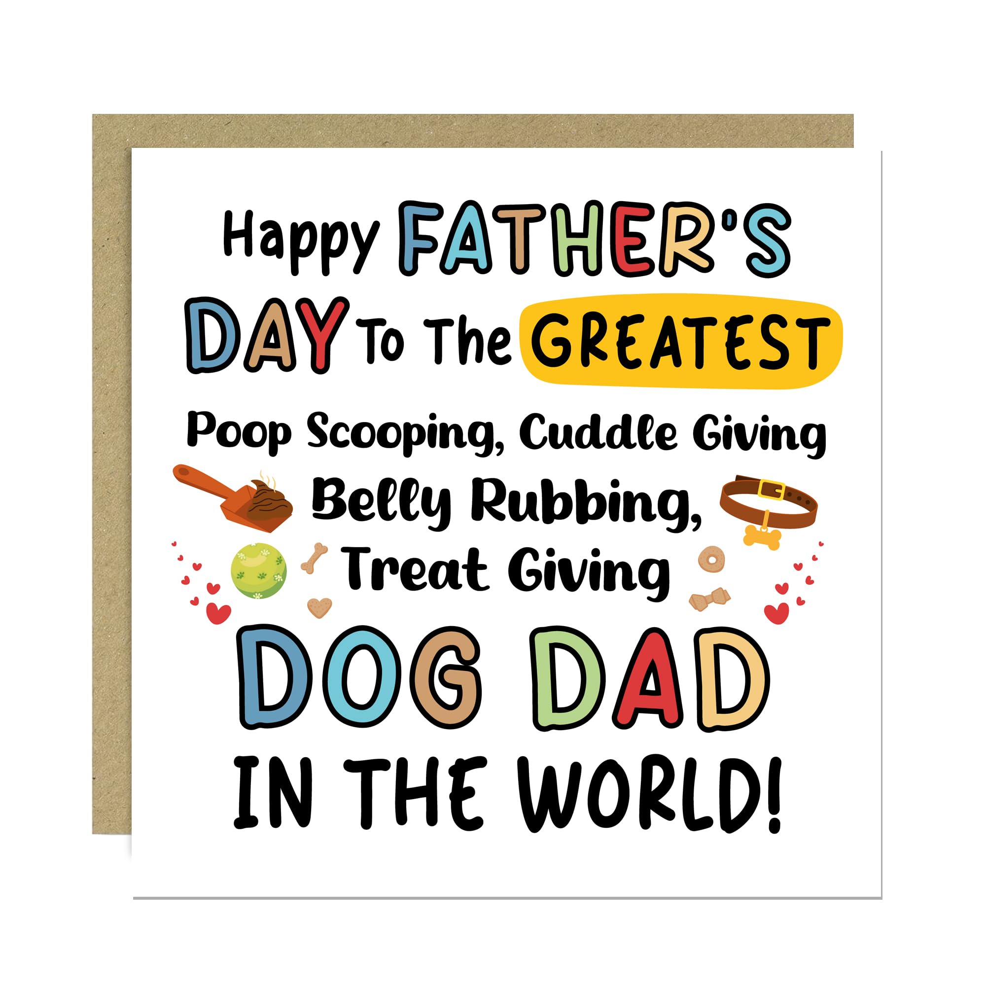 RED OCEAN Handmade Father's Day Card From The Dog | Square 14.5cm | 350gsm Matte Card 1