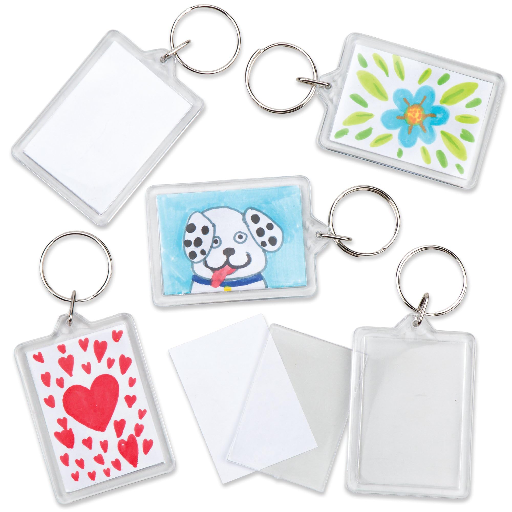 Baker Ross Make Your Own Keyring Kit - Pack of 8 | Craft Kit for Kids | White Plastic