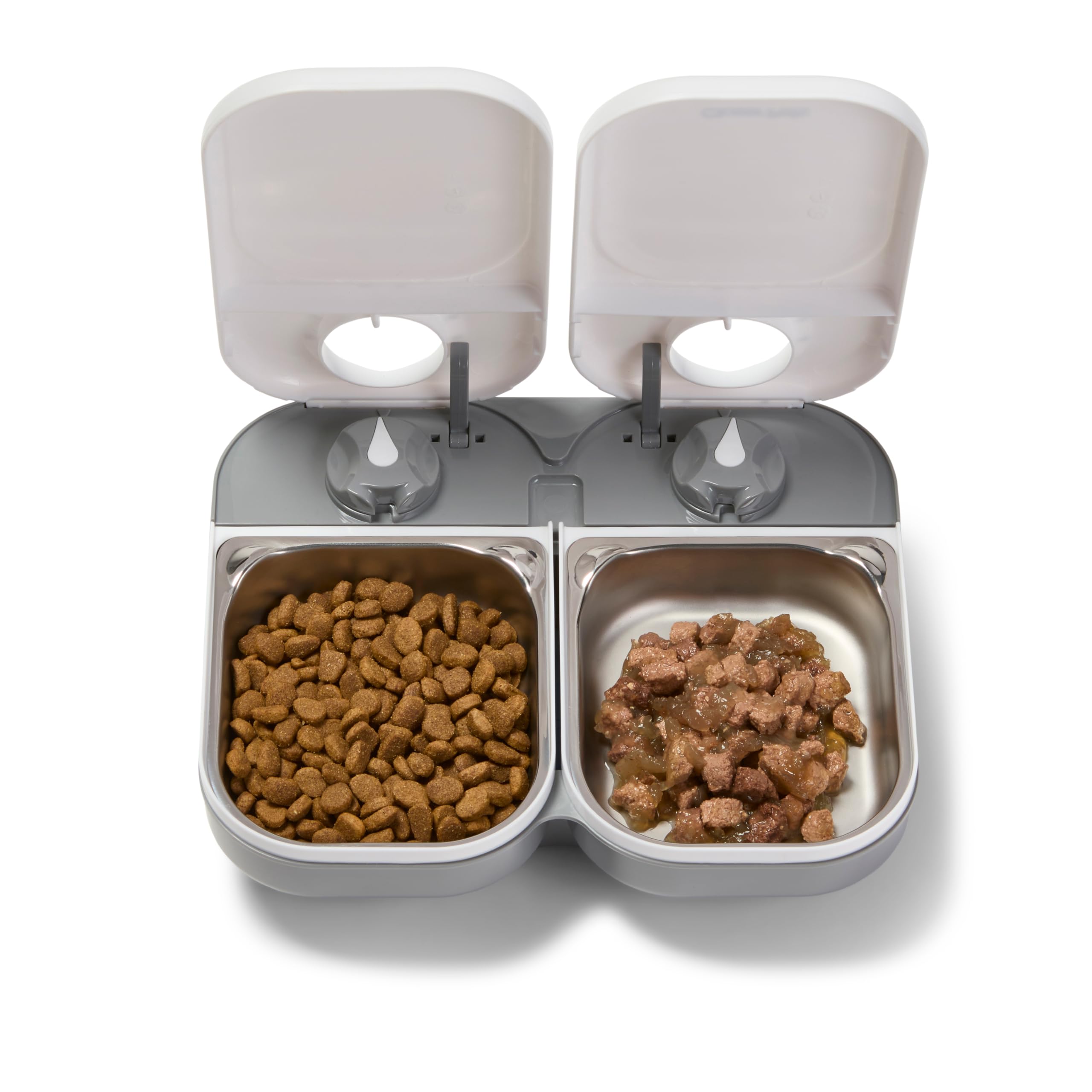 Closer Pets C200 Automatic Feeder - Digital Timer, 2-Bowl, Stainless Steel Inserts | Small Dog/Cat