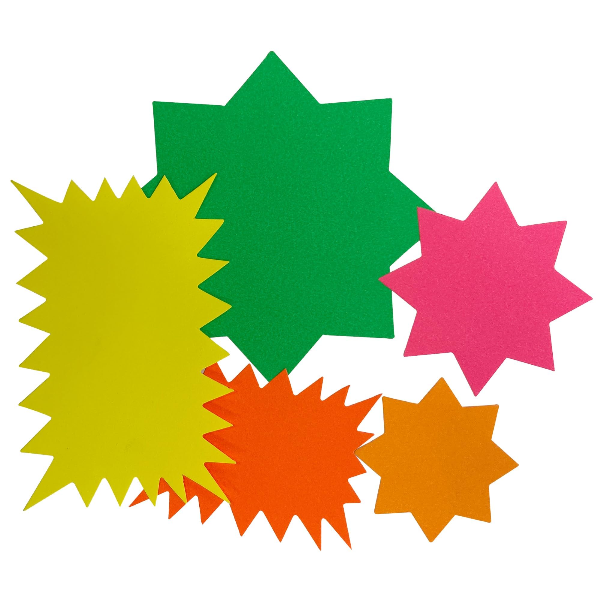 Janrax Neon Fluorescent Star Labels - Assorted Colours, 100 x 100mm | Pack of 40 4